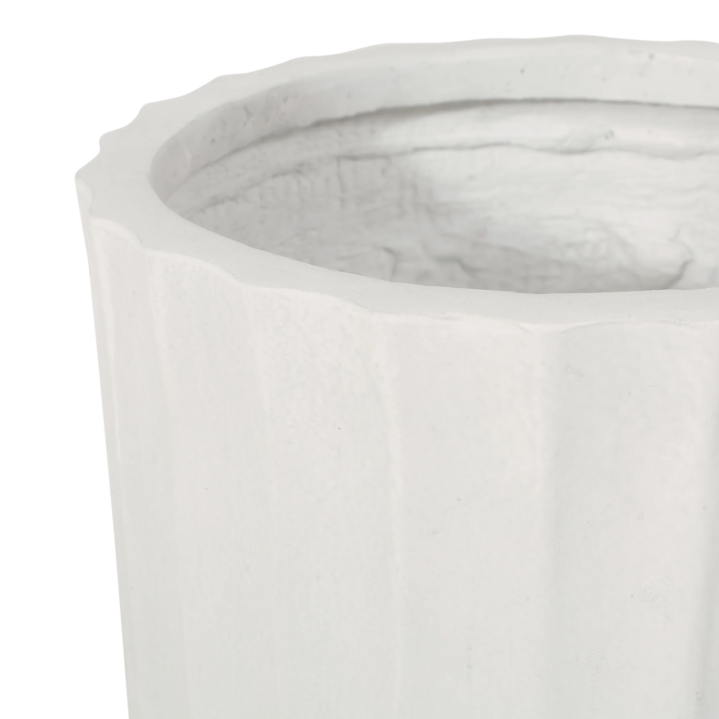 Morelos Outdoor Small and Medium Cast Stone Planter Set, Antique White - furnishings