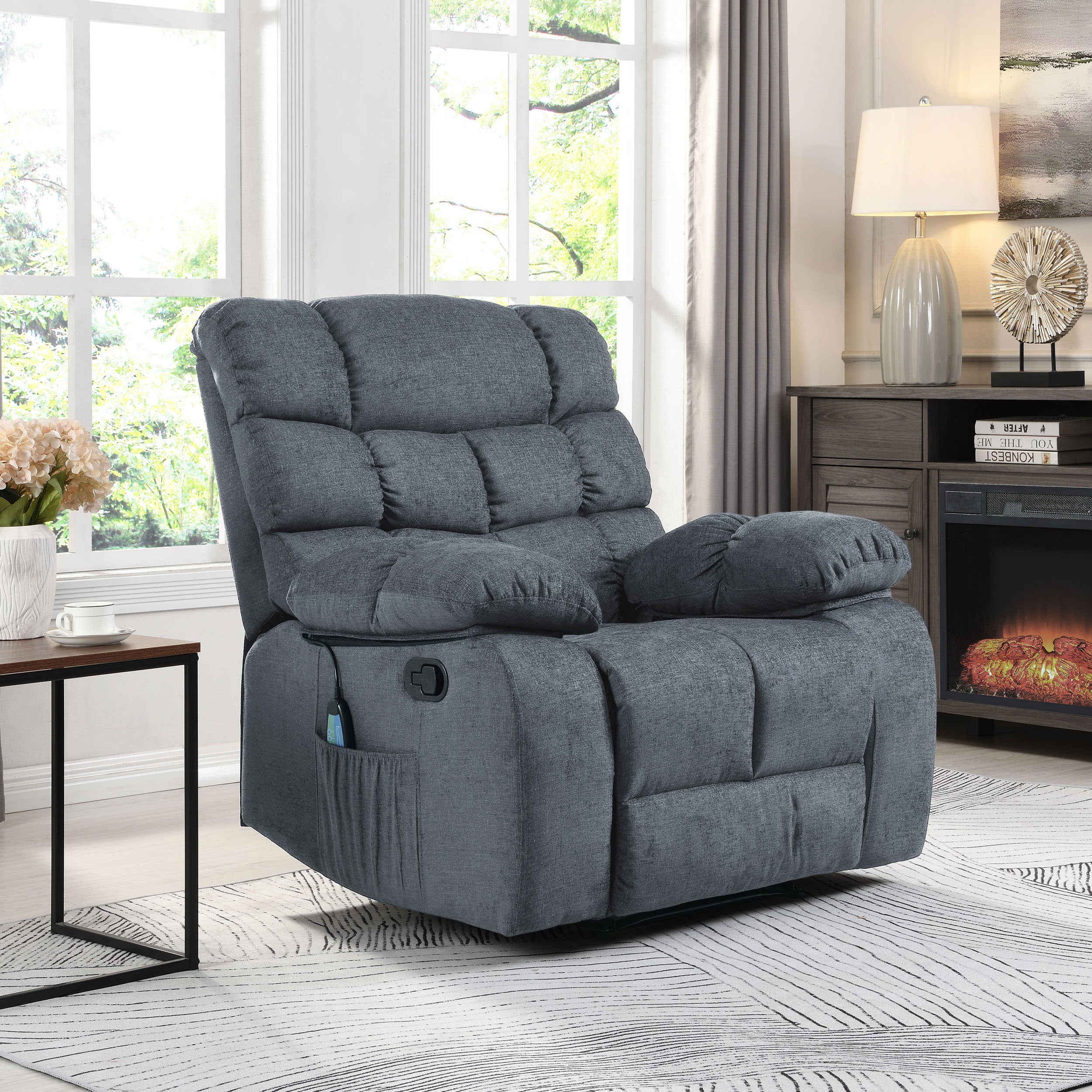 Conyers Contemporary Pillow Tufted Massage Recliner - furnishings