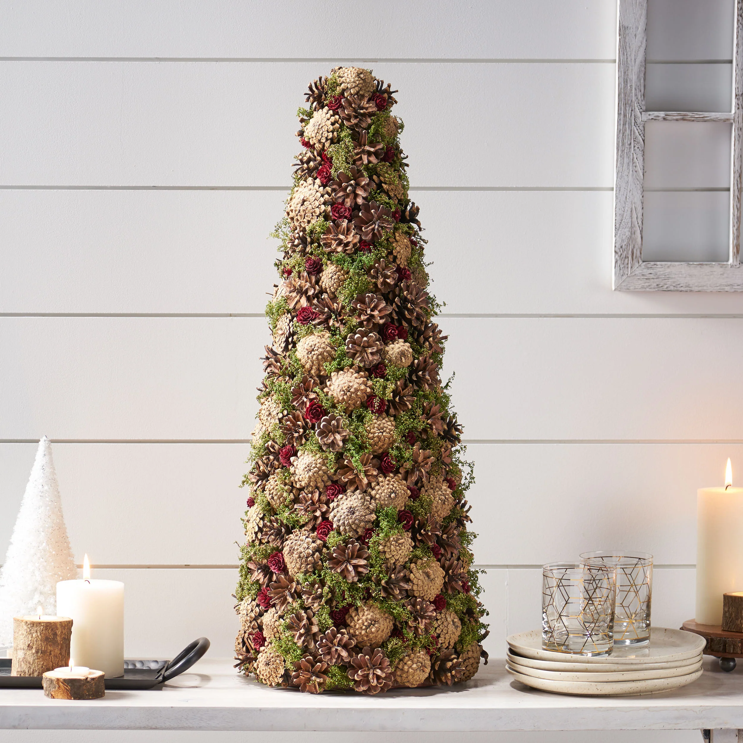 Artificial Pre Decorated Pinecone Tabletop Christmas Tree - furnishings