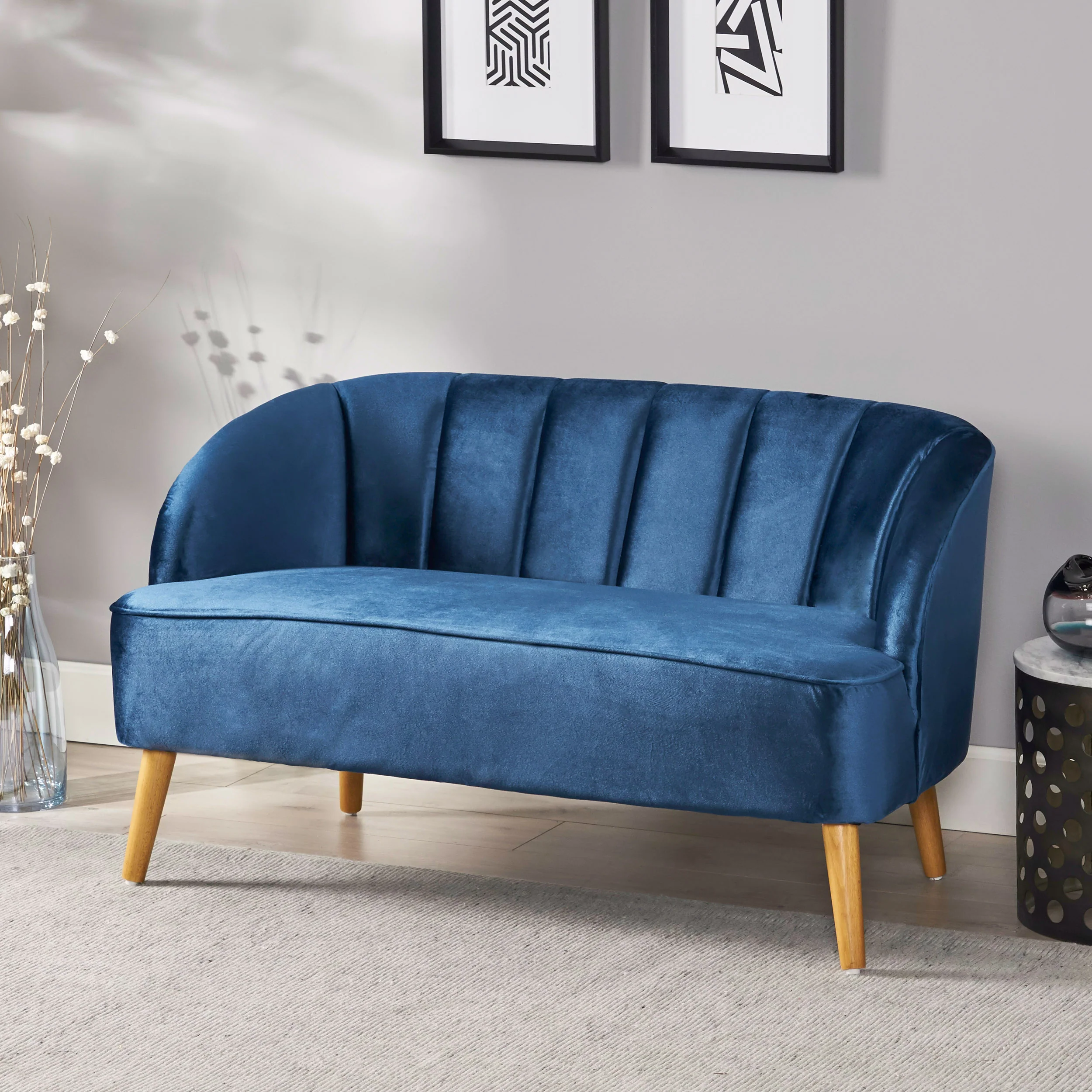 Scarlett Modern New Velvet Settee - furnishings