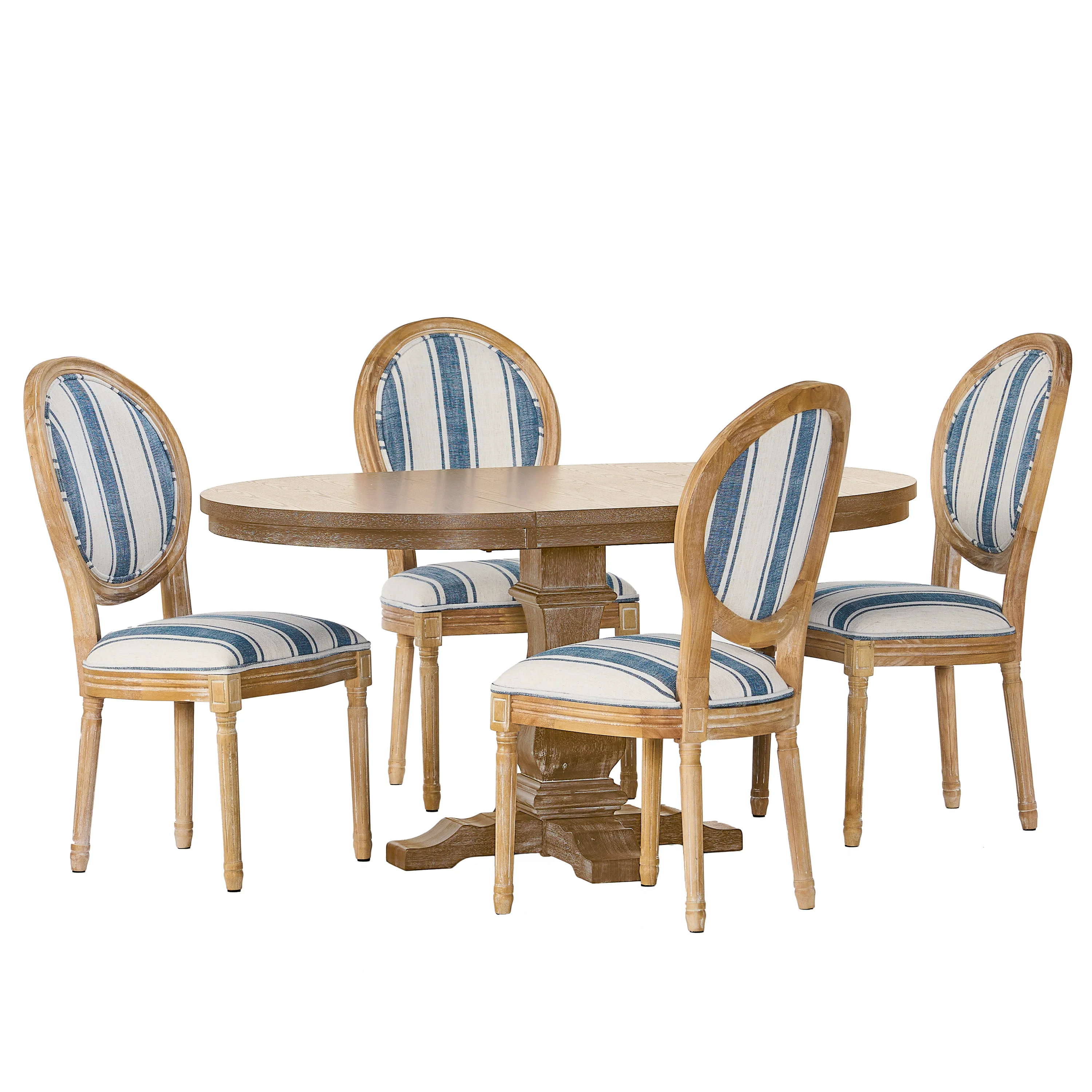 Naclerio French Country Fabric Upholstered Wood 5 Piece Dining Set - furnishings
