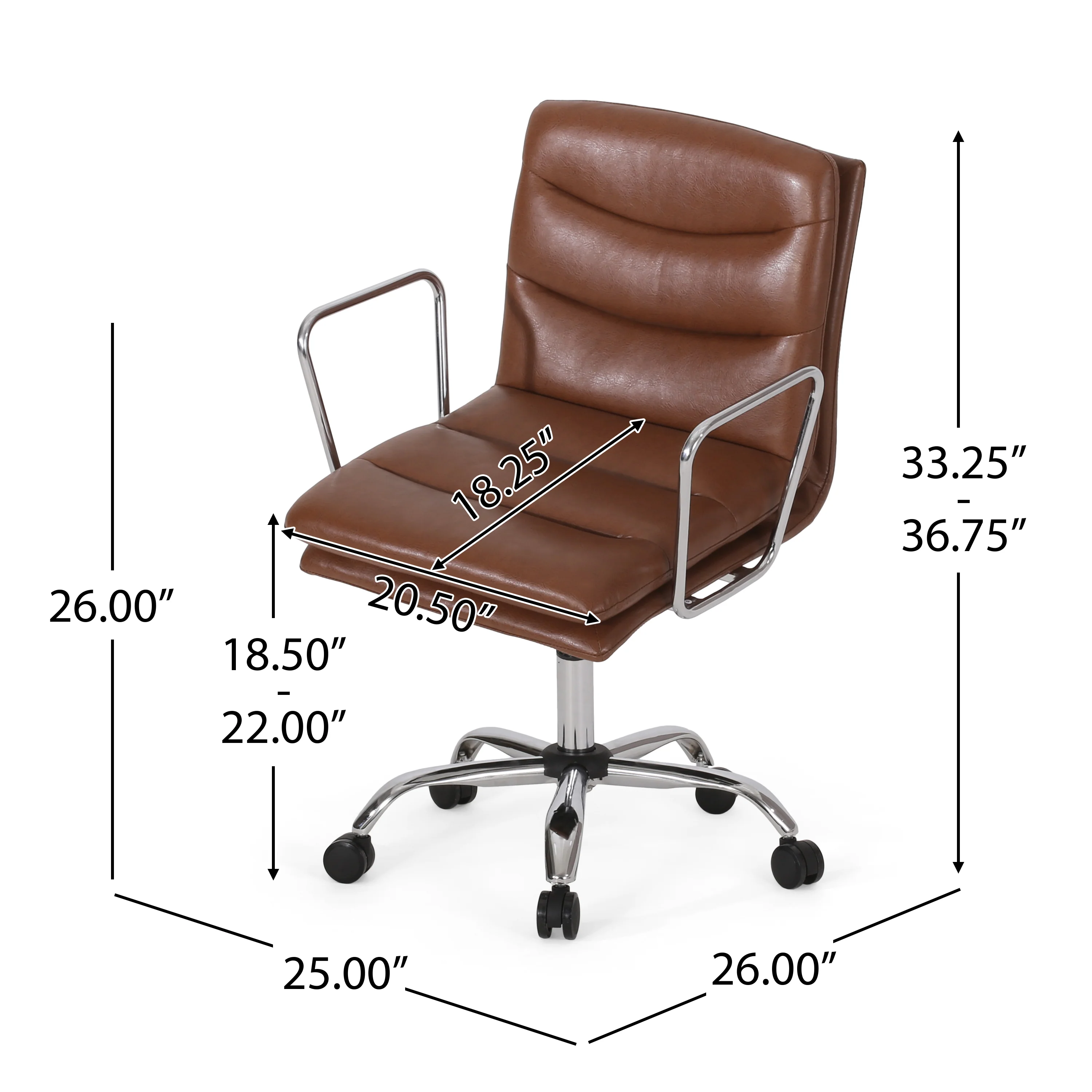 Gould Contemporary Faux Leather Channel Stitch Swivel Office Chair - furnishings