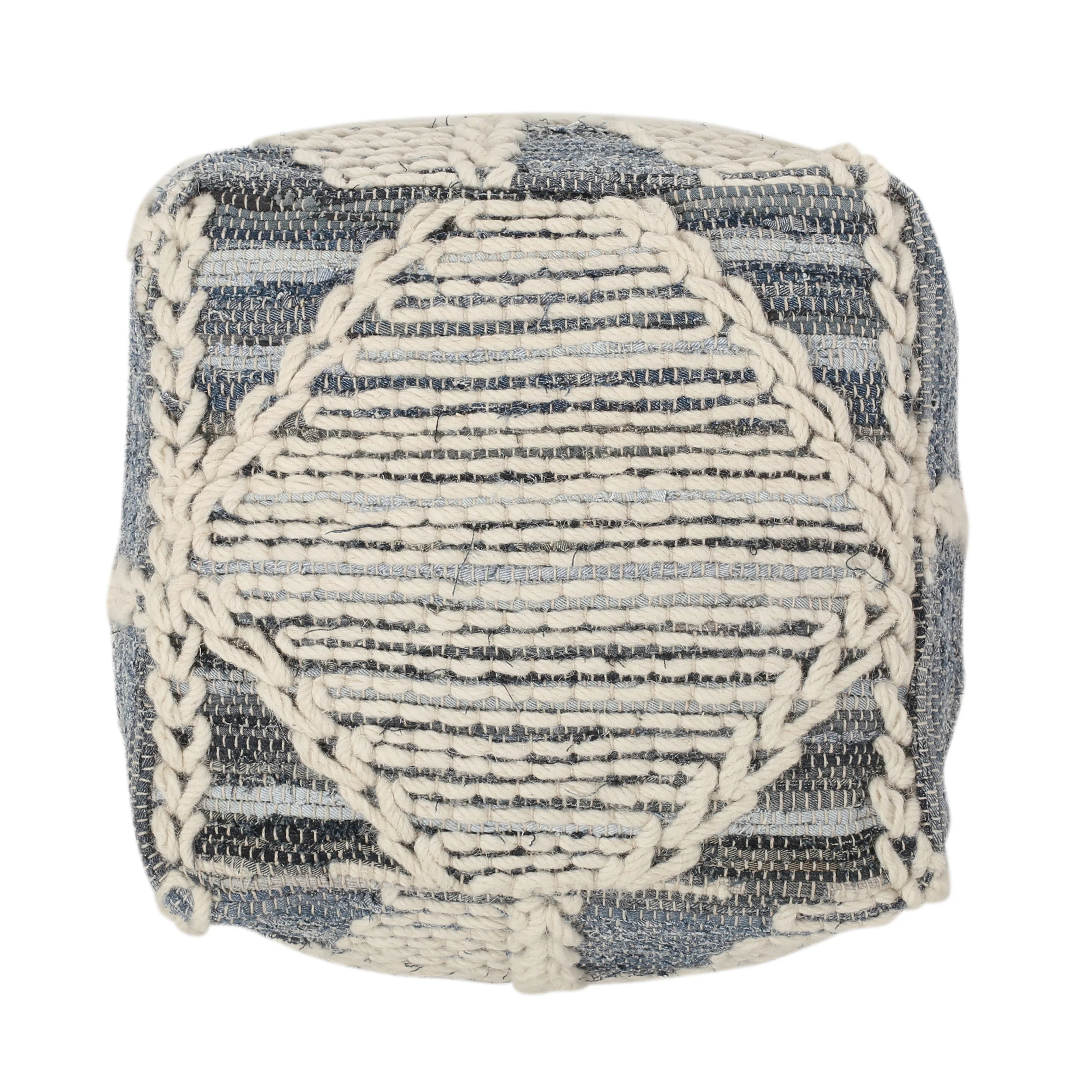 Calera Handcrafted Boho Fabric Cube Pouf - furnishings