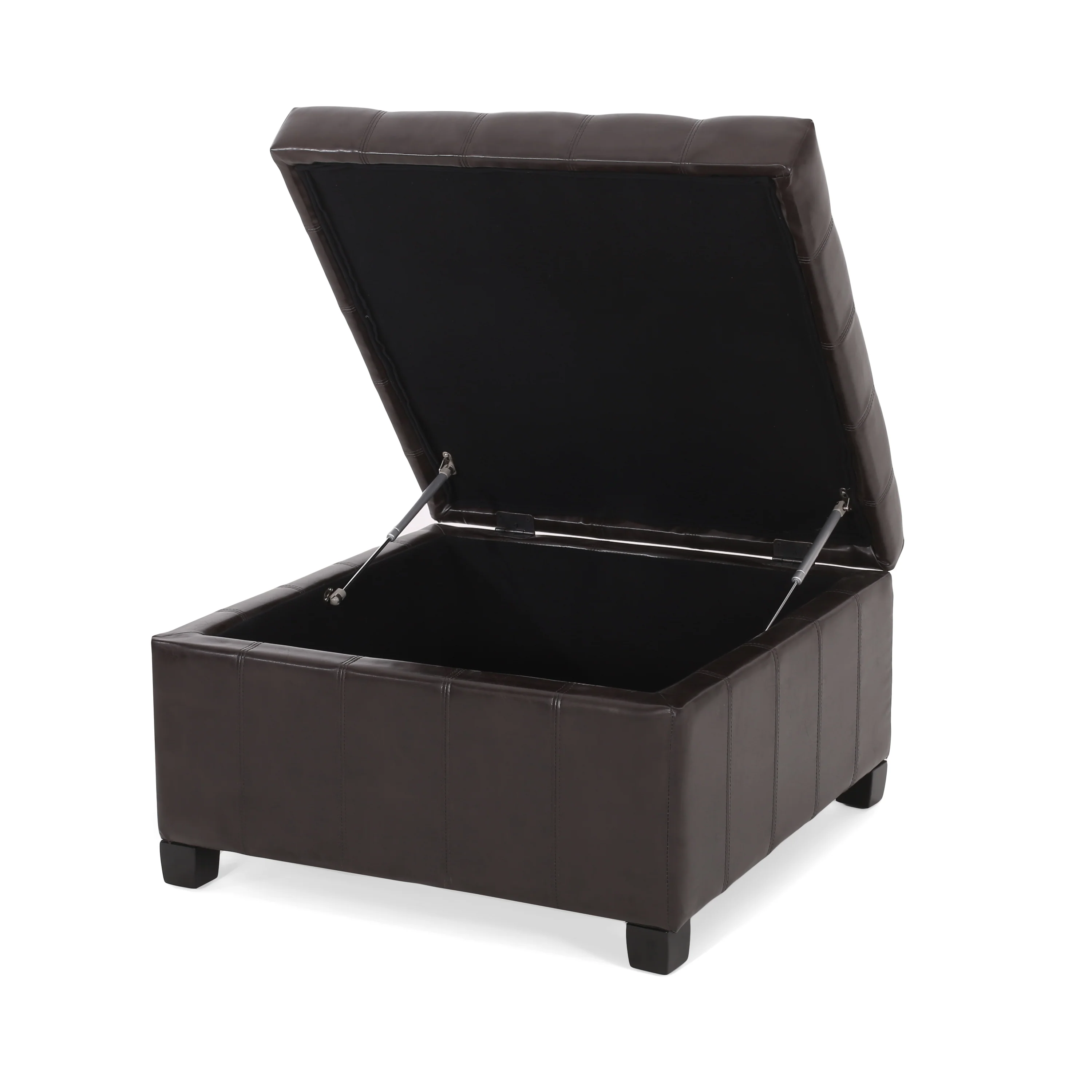 Lyncorn Brown Bonded Leather Storage Ottoman - furnishings
