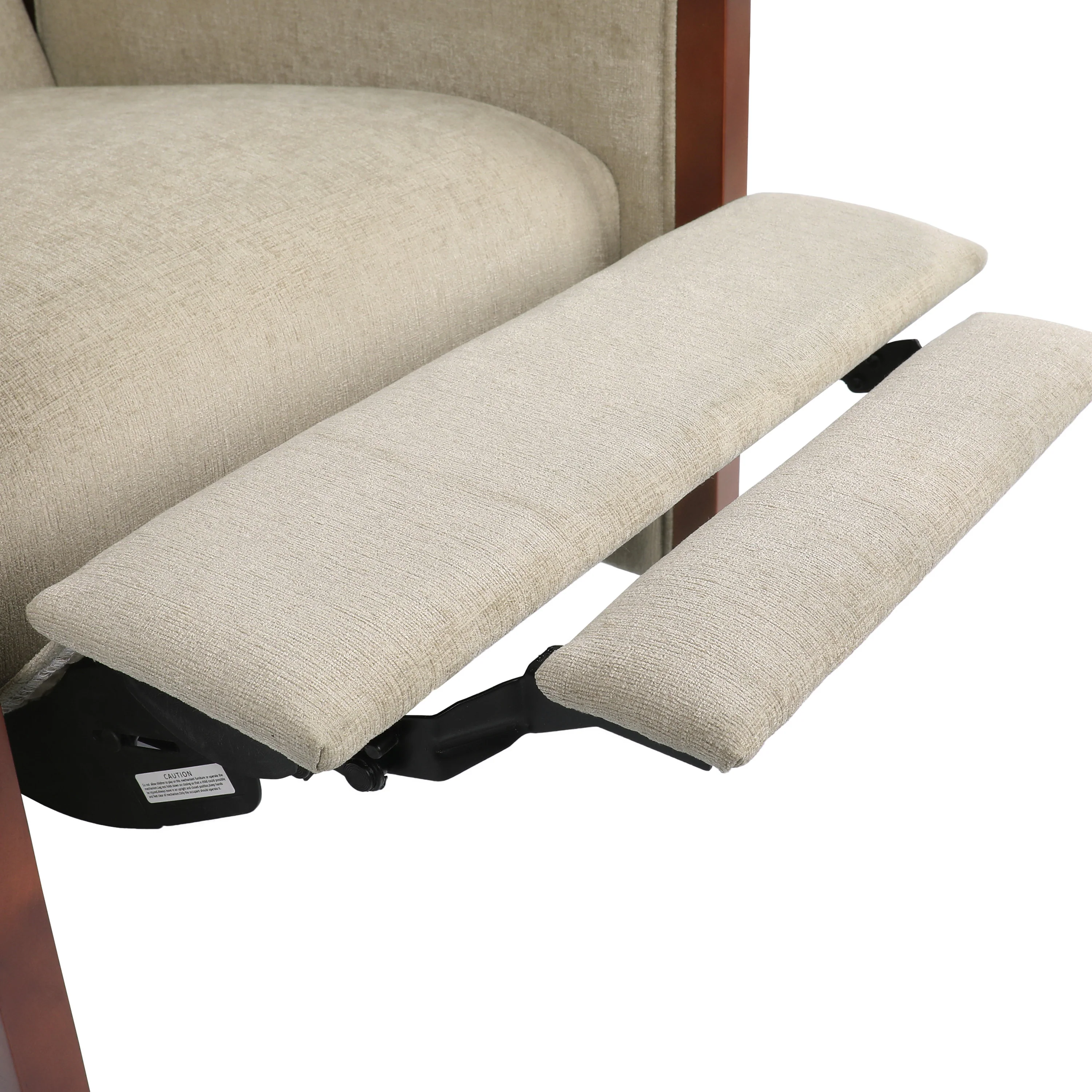 Ambleside Mid Century Modern Fabric Upholstered Wood Pushback Recliners, Set of 2 - furnishings