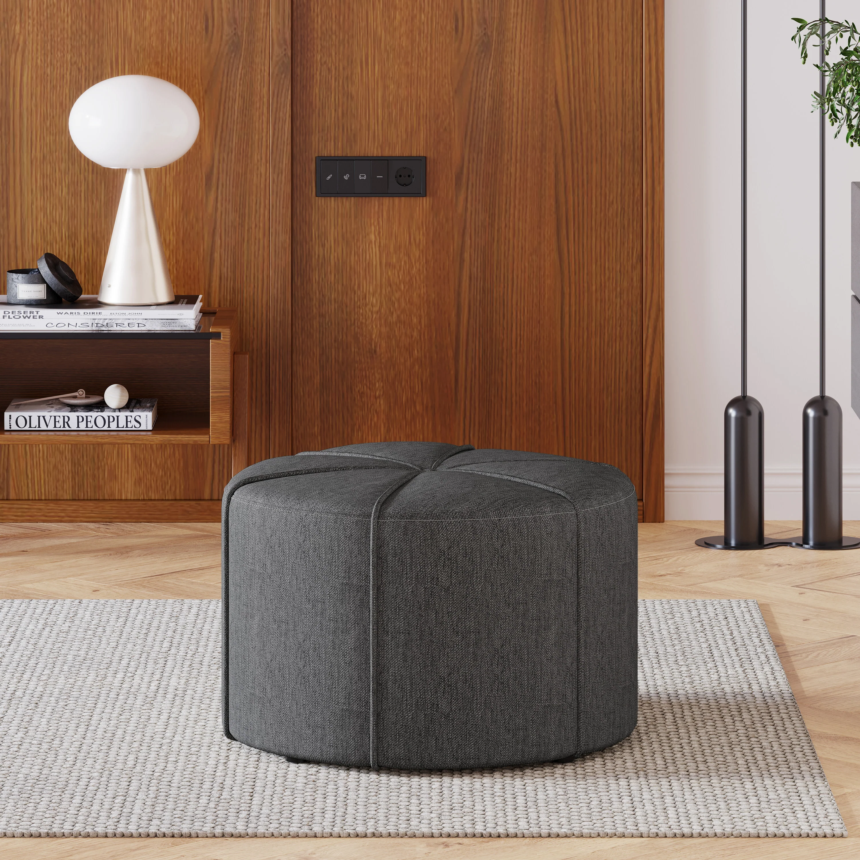 Bergeson Fabric Upholstered Round Ottoman - furnishings