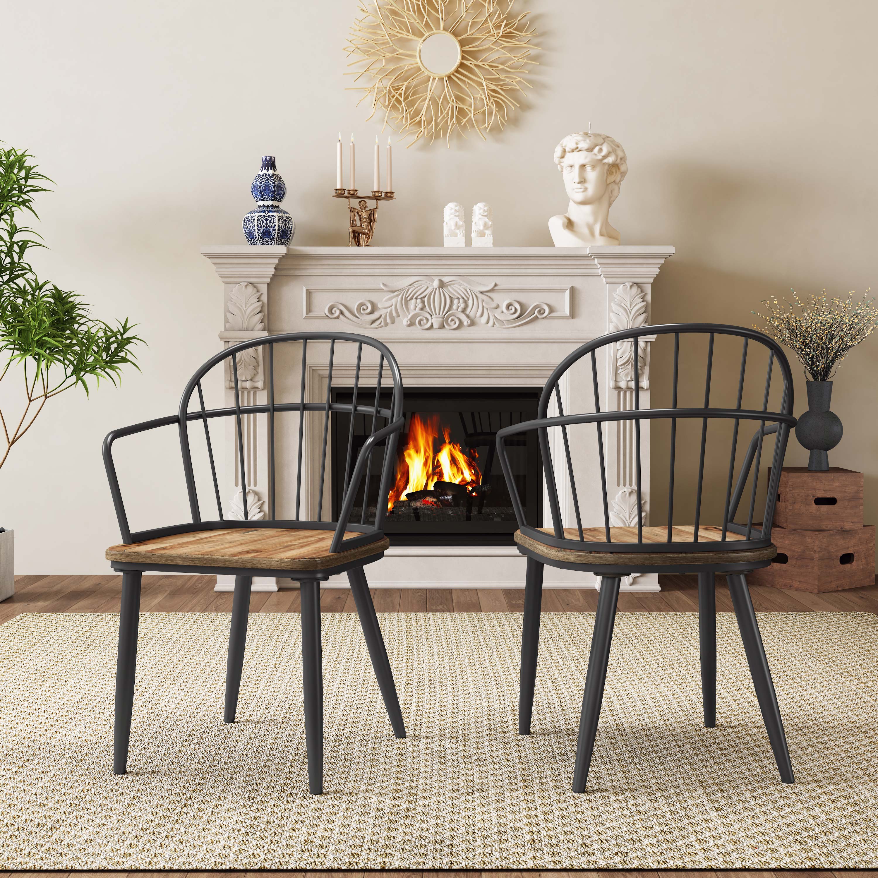 Melora Modern Dining Chairs with Metal Legs, Set of 2 - furnishings