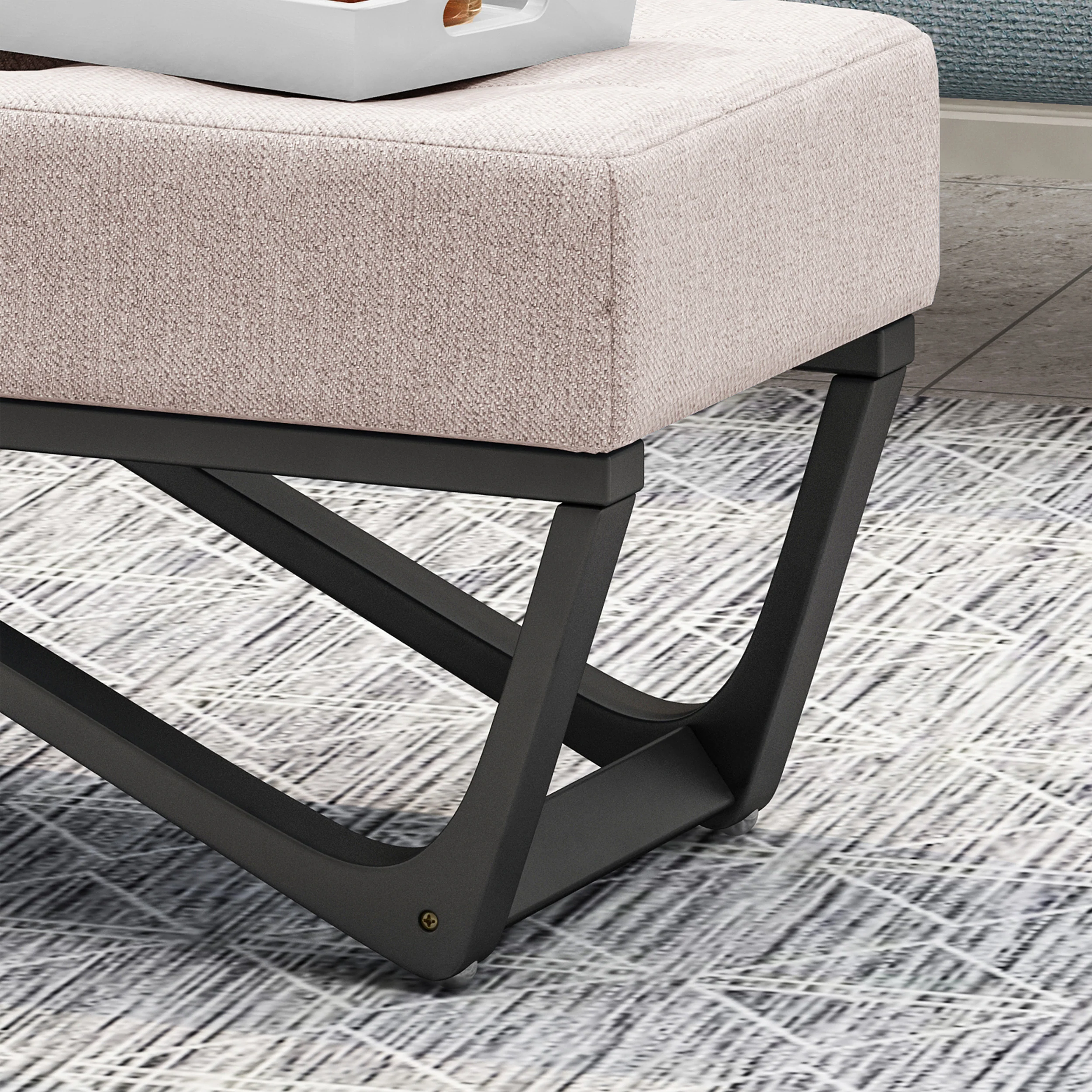 Emily Contemporary Fabric Ottoman Bench - furnishings