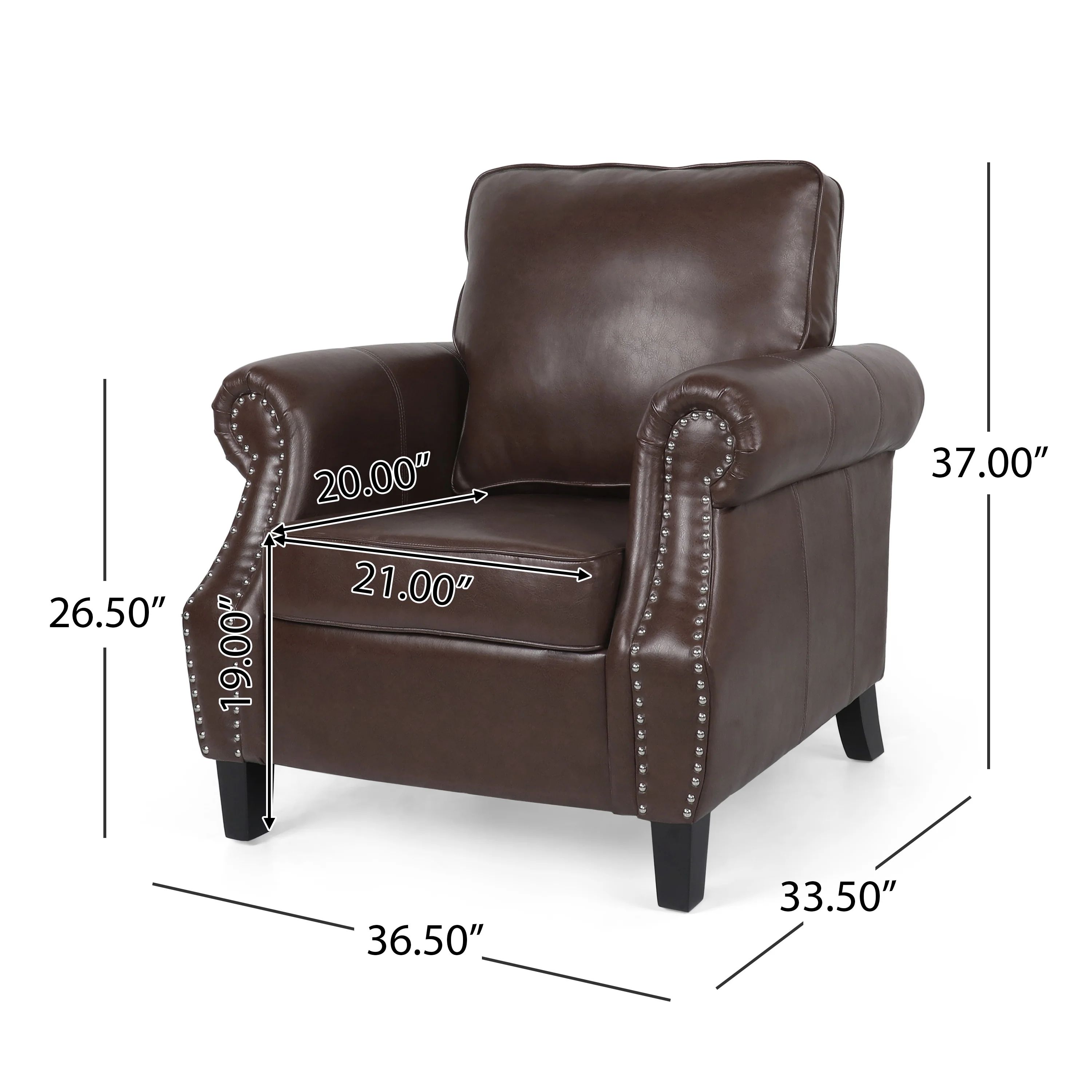 Burkehaven Contemporary Faux Leather Club Chair with Nailhead Trim - furnishings