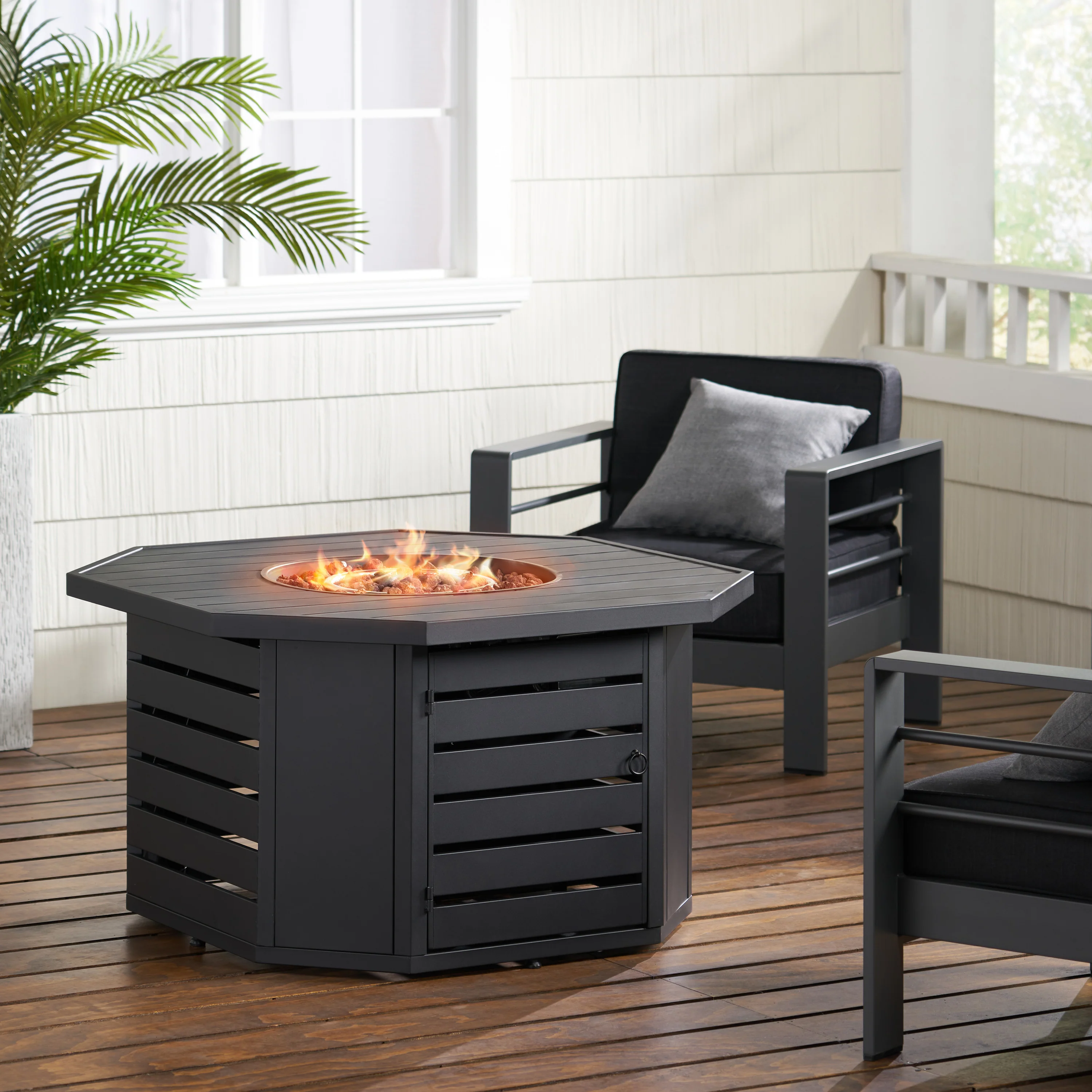 Moira Octagonal Propane Fire Pit Table - furnishings