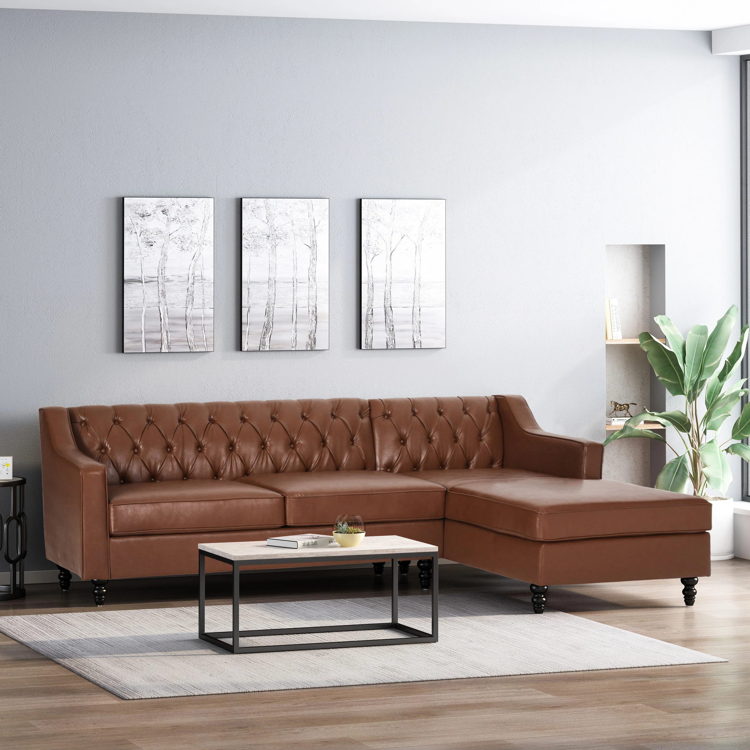 Bluewater Contemporary Tufted Chaise Sectional - furnishings