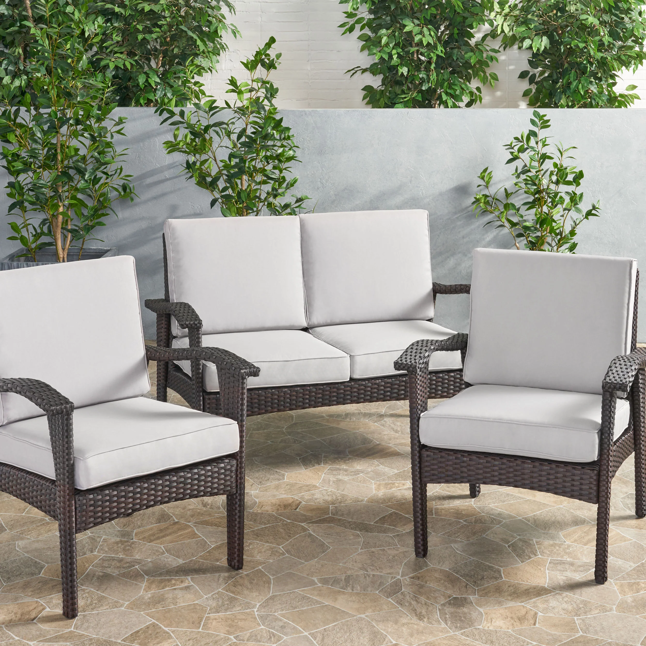Atiyah Outdoor Water Resistant Fabric Loveseat and Club Chair Cushions - furnishings
