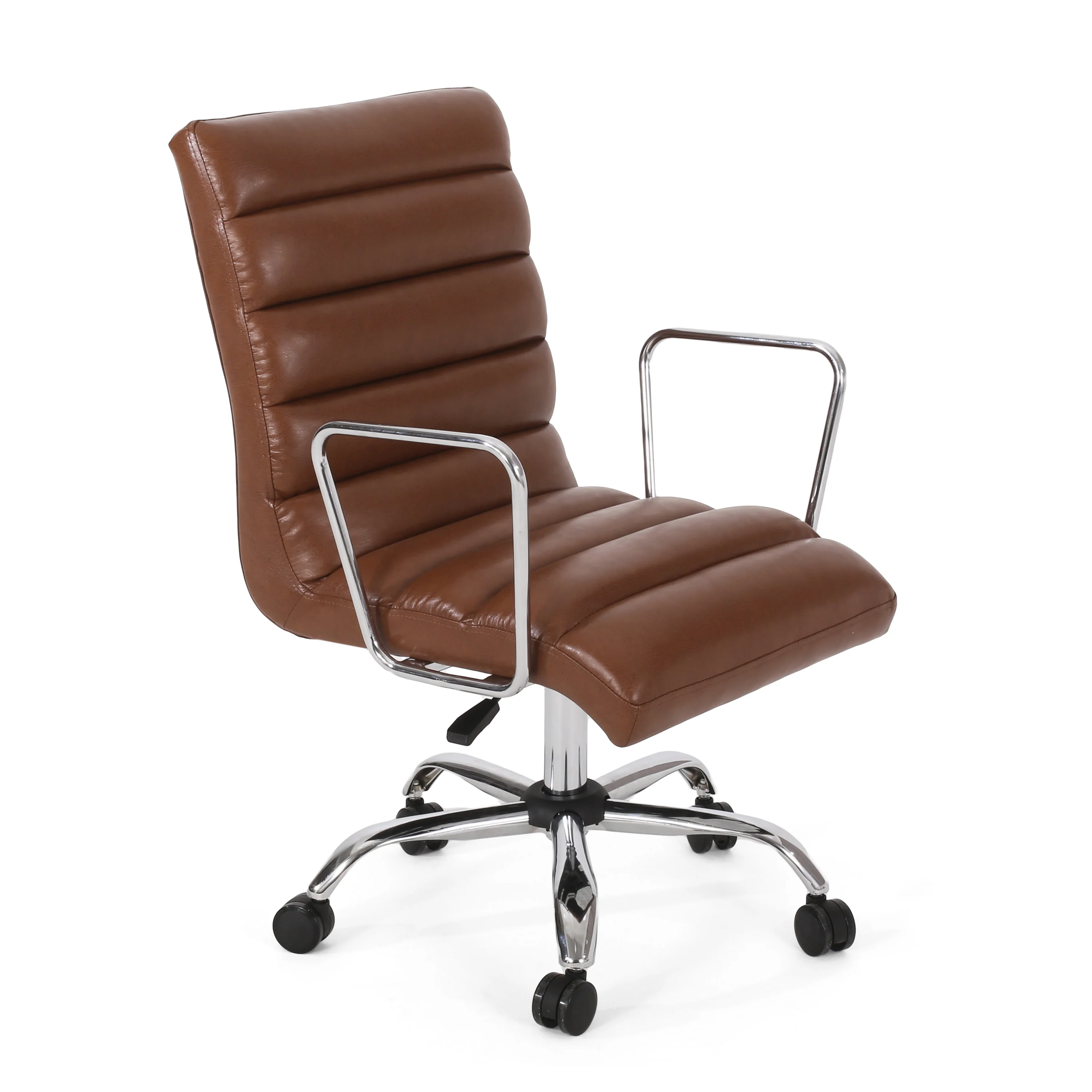 Gilmans Contemporary Faux Leather Channel Stitch Swivel Office Chair - furnishings