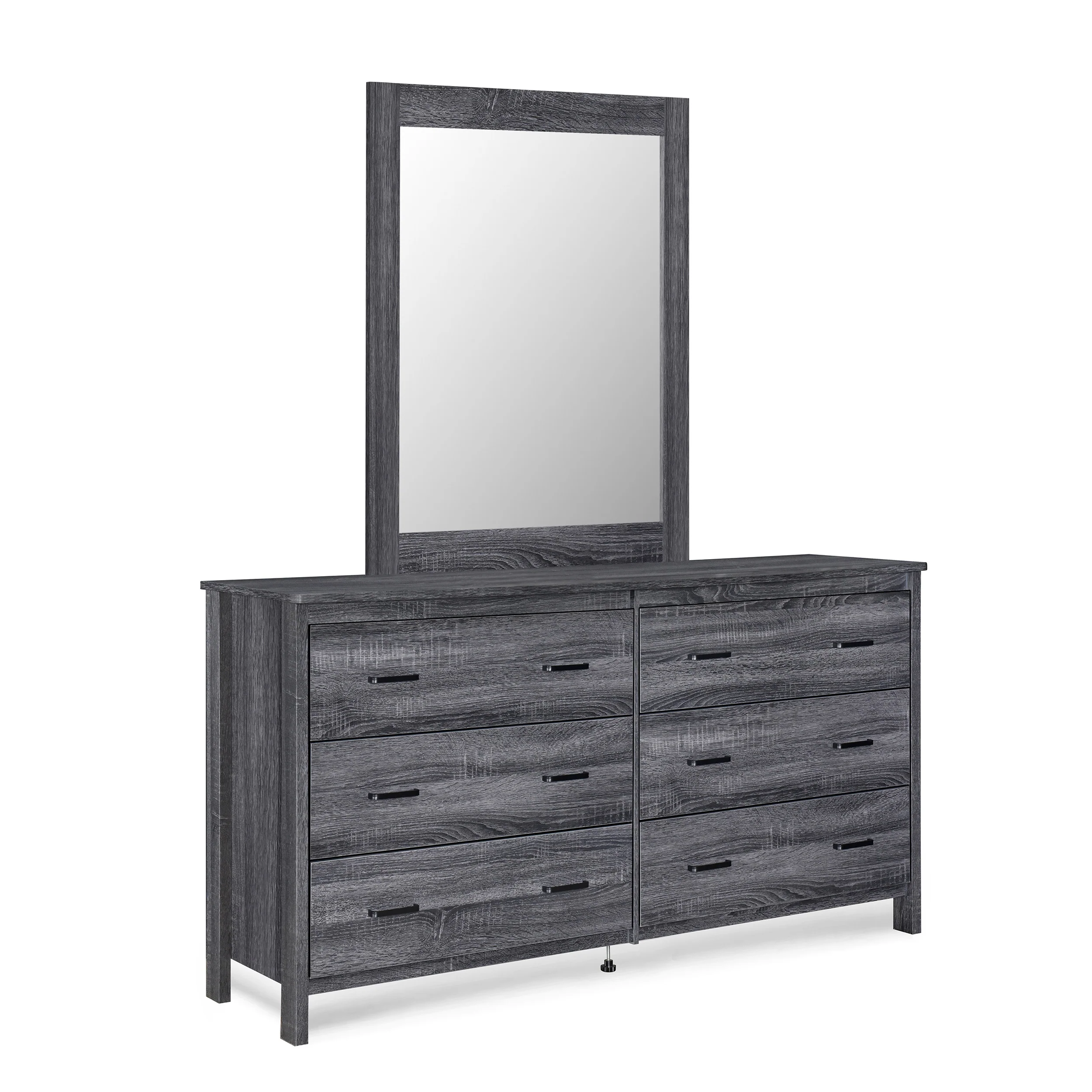 Titeca Contemporary 6 Drawer Vanity Dresser with Rectangular Mirror - furnishings