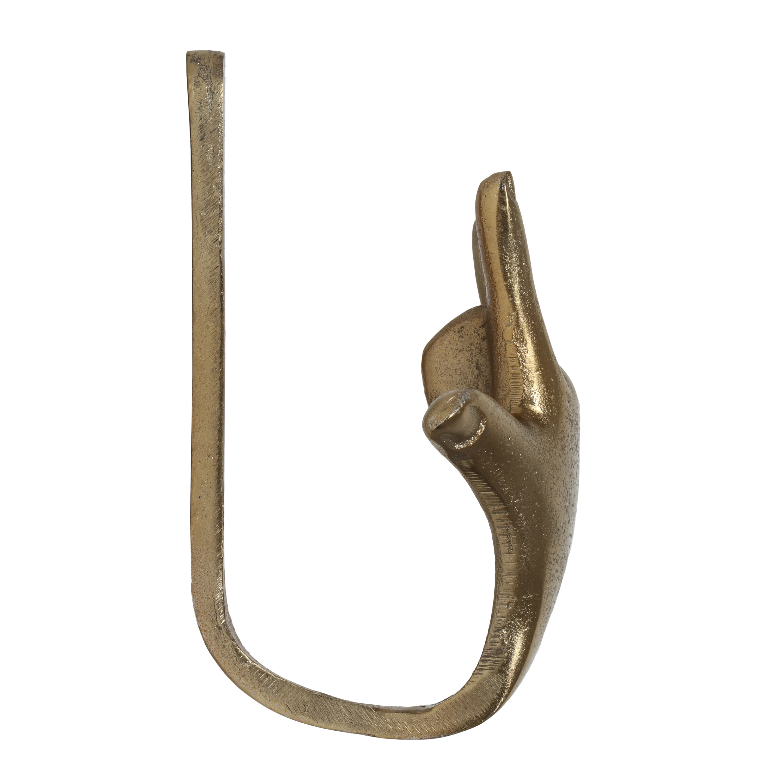Denison Handmade Aluminum Hand Gesture Coat Hooks (Set of 3), Raw Gold - furnishings