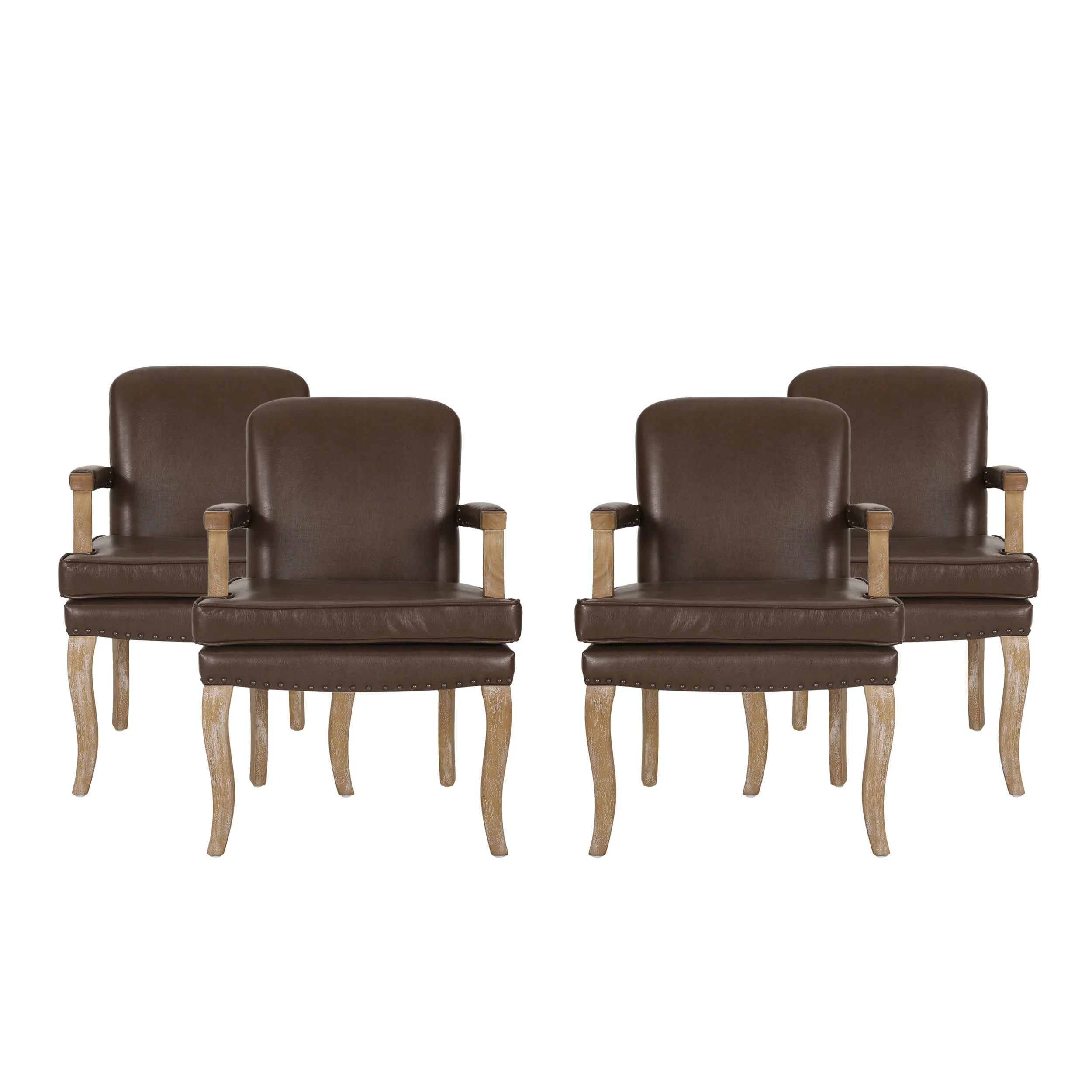 Tim French Country Dining Arm Chair with Nailhead Trim, Set of 4 - furnishings