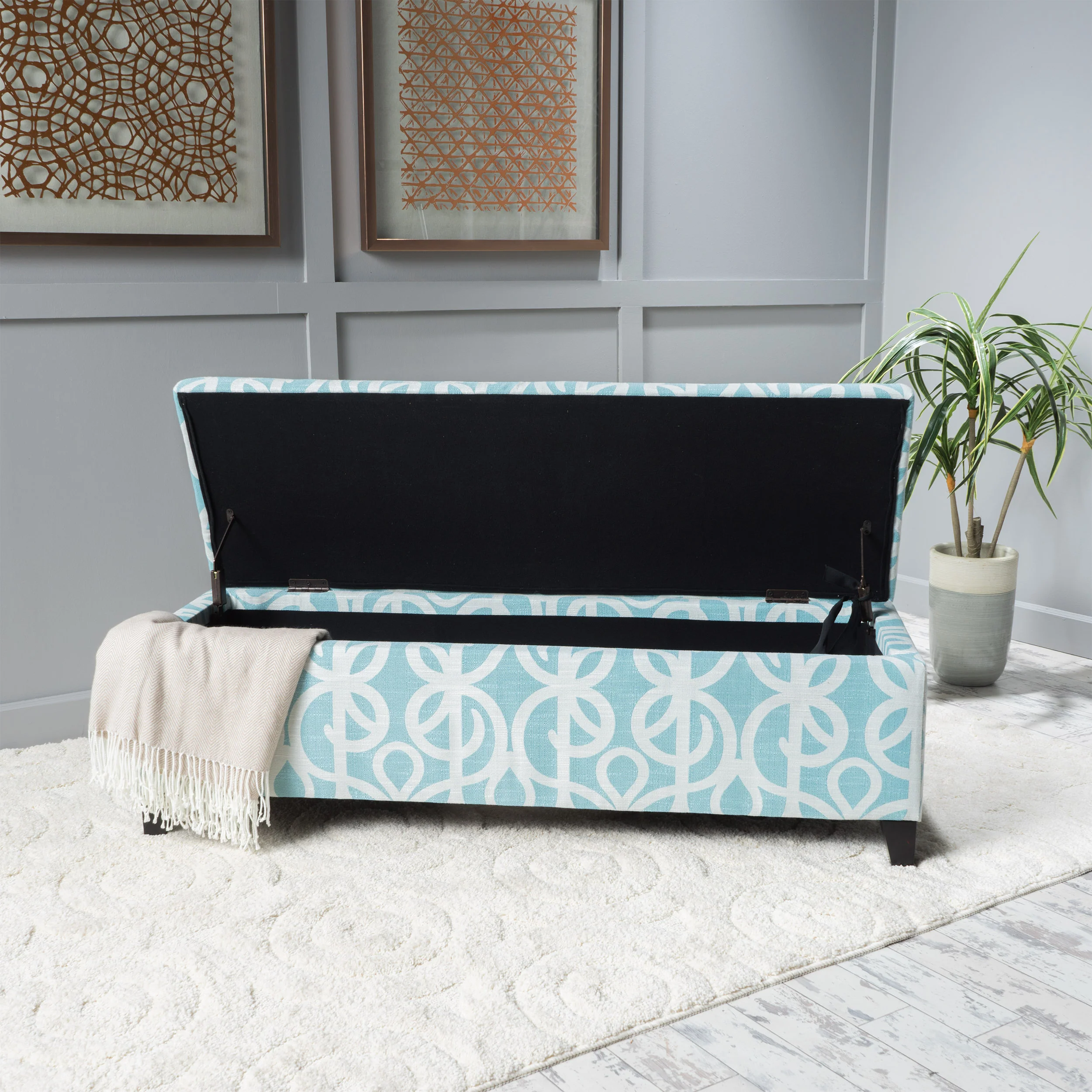 Clor Fabric Rectangle Storage Ottoman Bench - furnishings