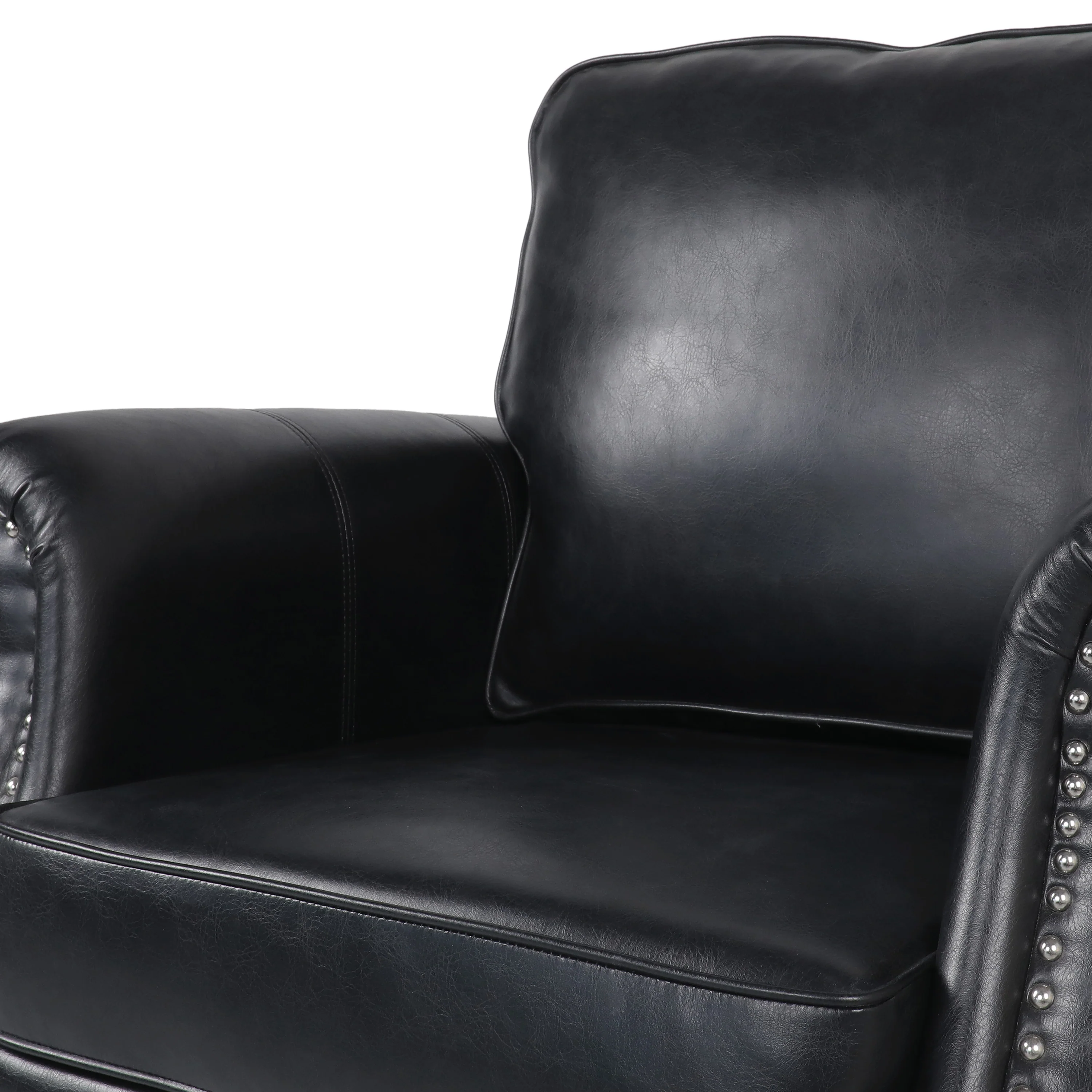 Burkehaven Contemporary Faux Leather Club Chair with Nailhead Trim - furnishings