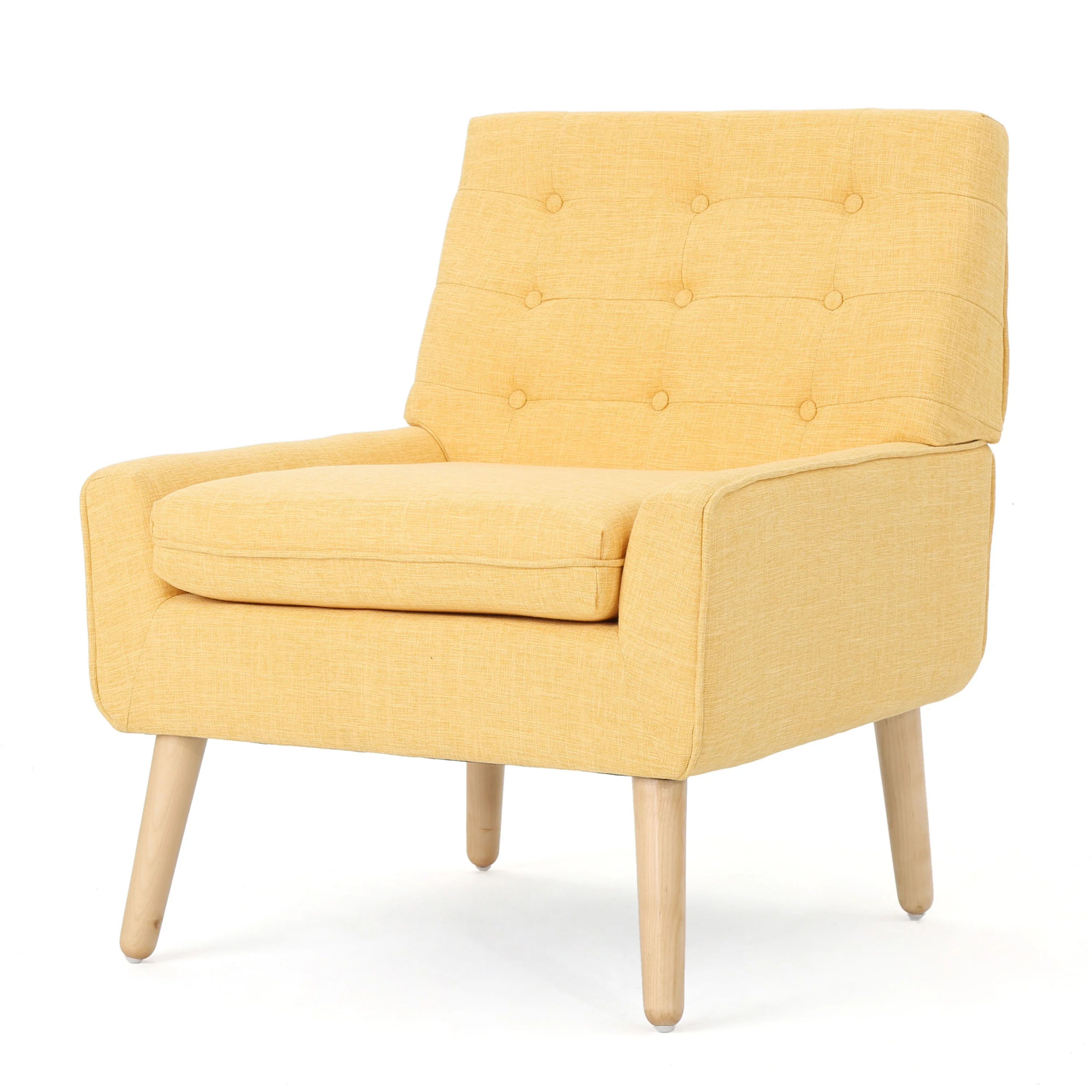 Eonna Mid-Century Modern Button Tufted Fabric Upholstered Accent Chair - furnishings