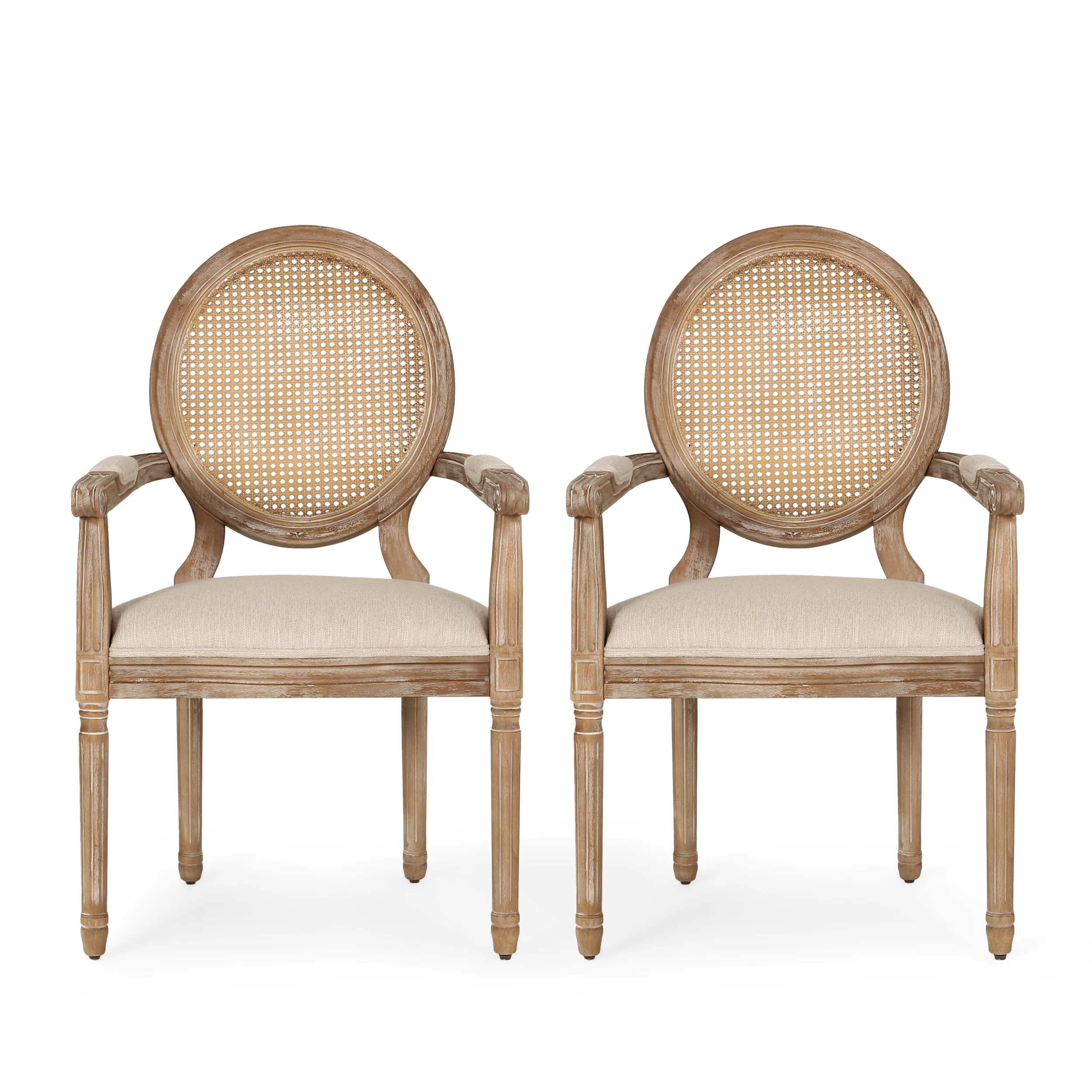 Aisenbrey French Country Wood and Cane Upholstered Dining Chair - furnishings