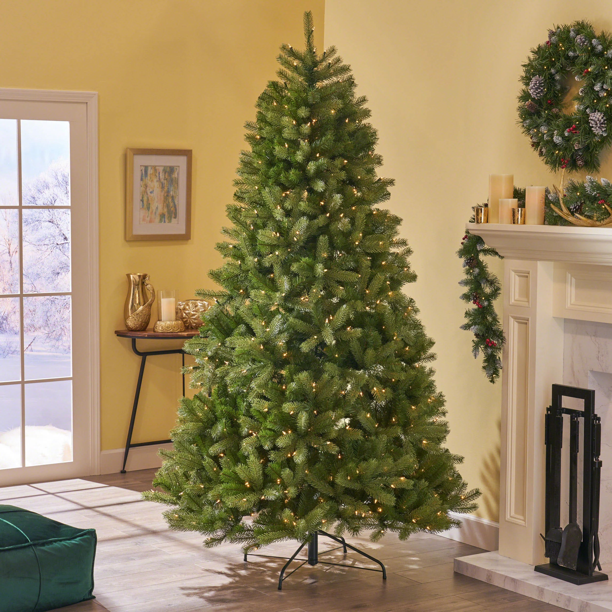 9-foot Mixed Spruce Hinged Artificial Christmas Tree - furnishings