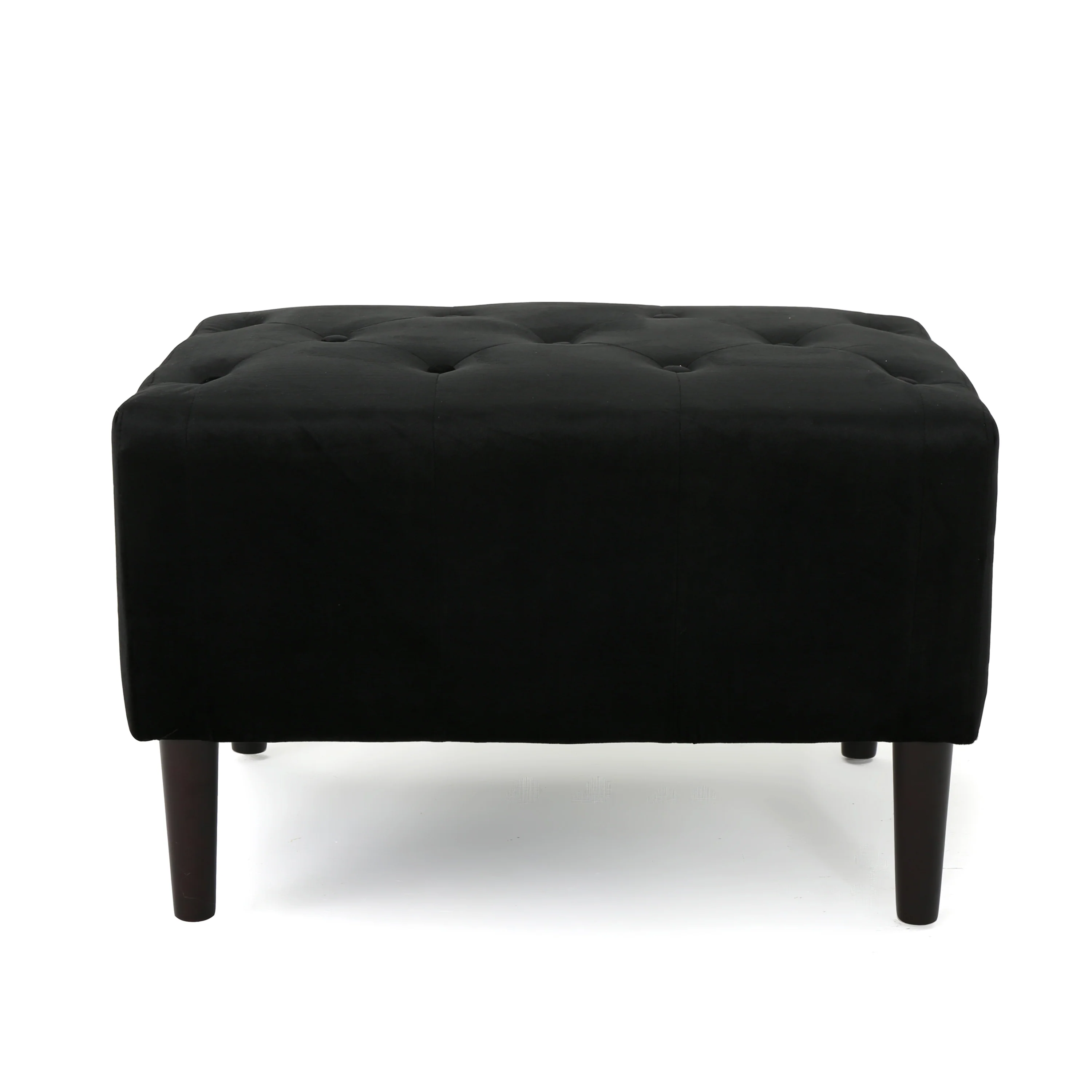 Kalani Modern Glam Button Tufted Diamond Stitch Velvet Ottoman With Tapered Legs - furnishings