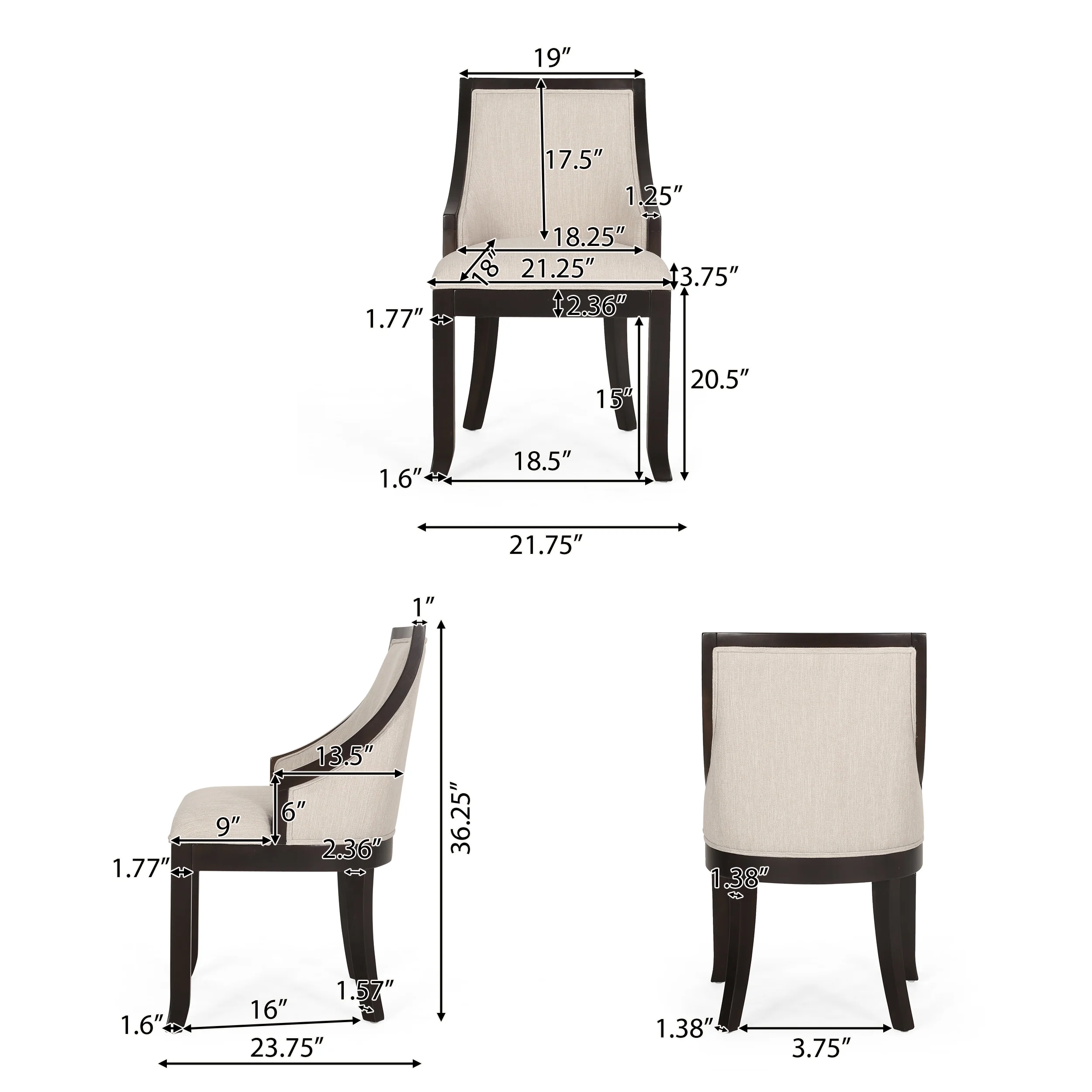 Monita Contemporary Upholstered Birch Wood Dining Chairs, Set of 2 - furnishings