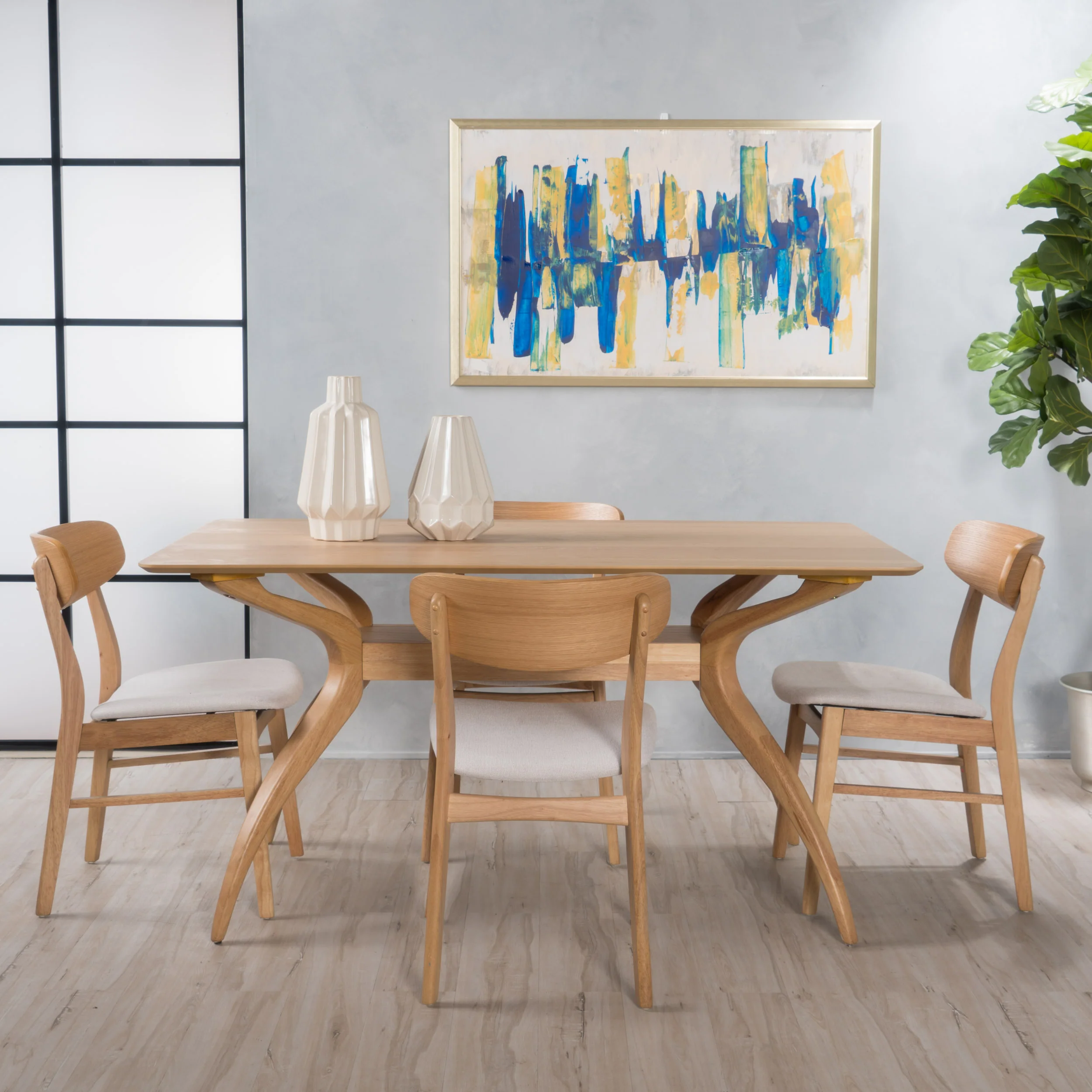 Lucille Mid-Century Modern 5 Piece Dining Set - furnishings