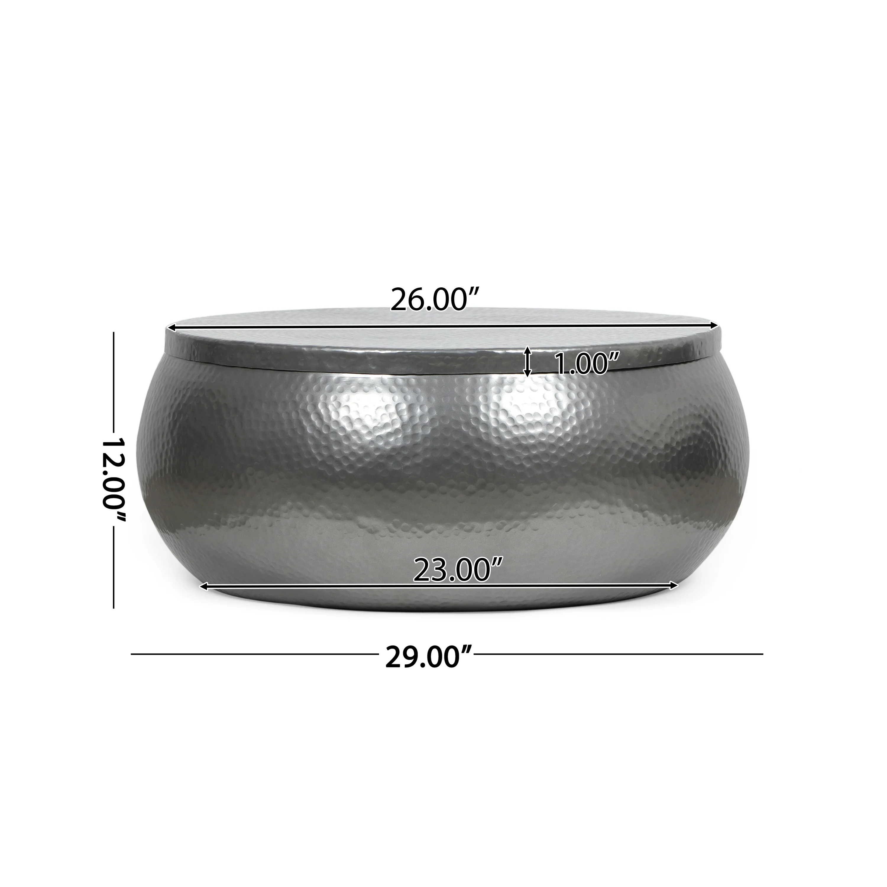 Tuttle Modern Handcrafted Aluminum Drum Coffee Table, Nickel - furnishings