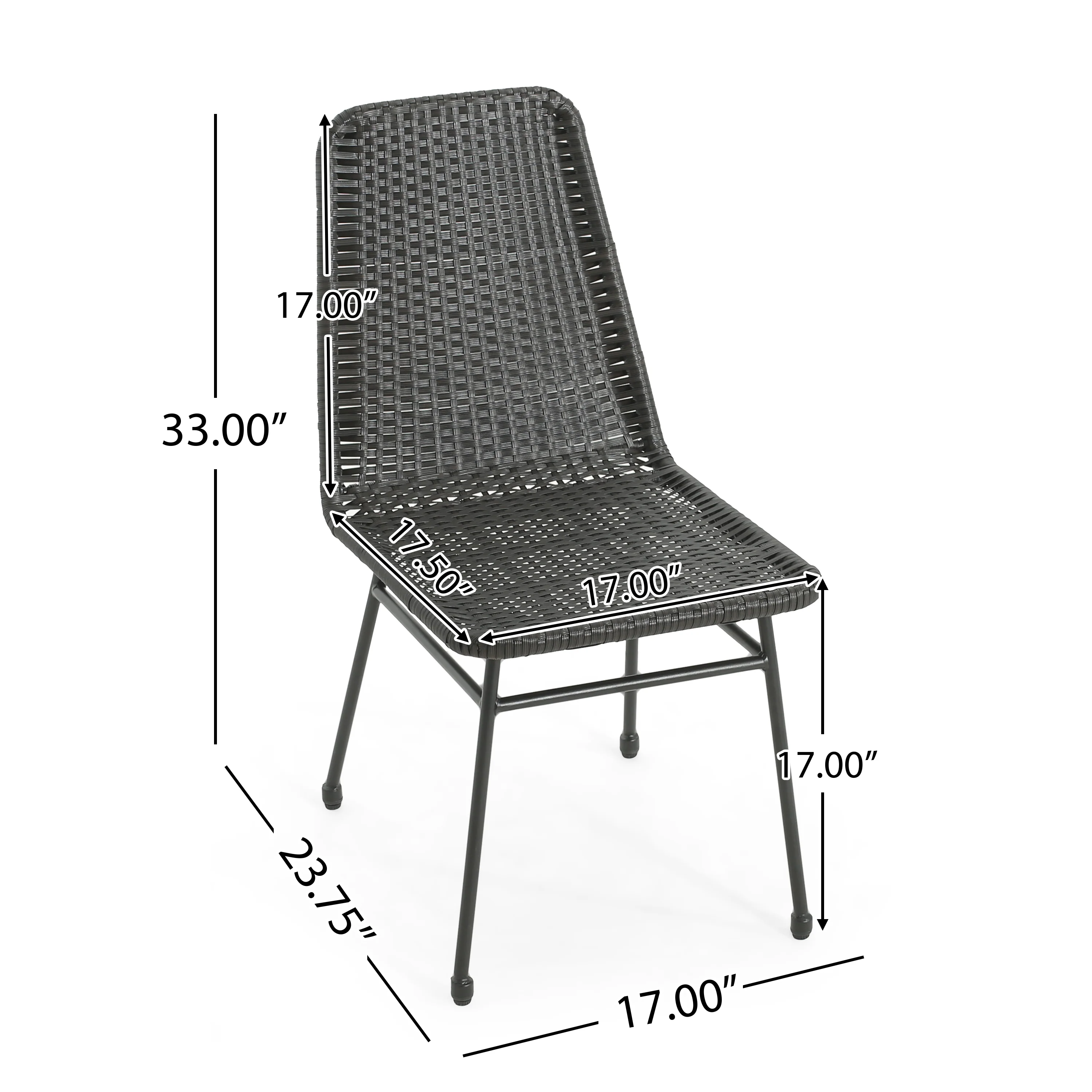 Lunara PE Wicker Dining Chair, Metal Base, Set of 2 - furnishings