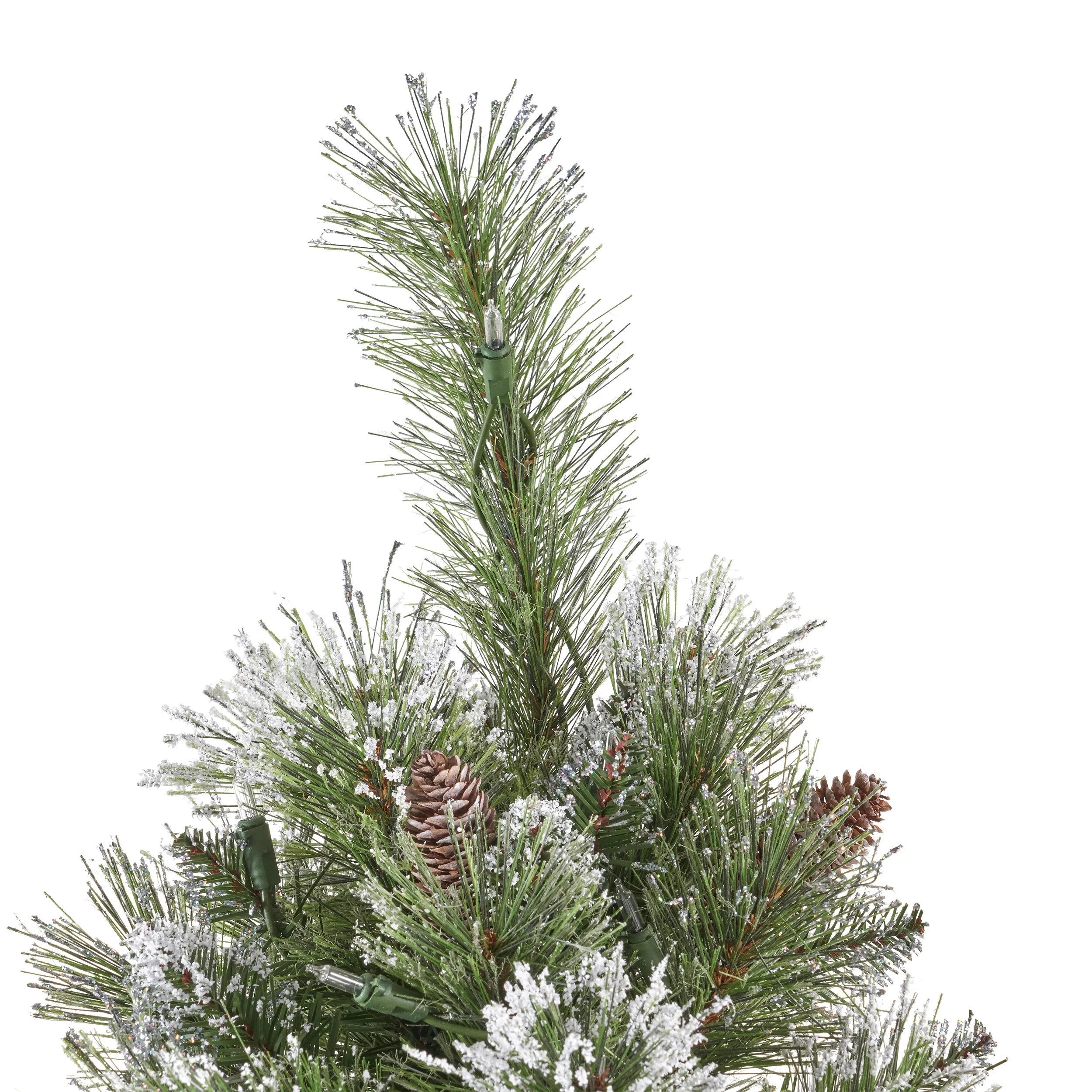 7.5-foot Cashmere Pine and Mixed Needles Hinged Artificial Christmas Tree with Snow and Glitter Branches and Frosted Pinecones - furnishings