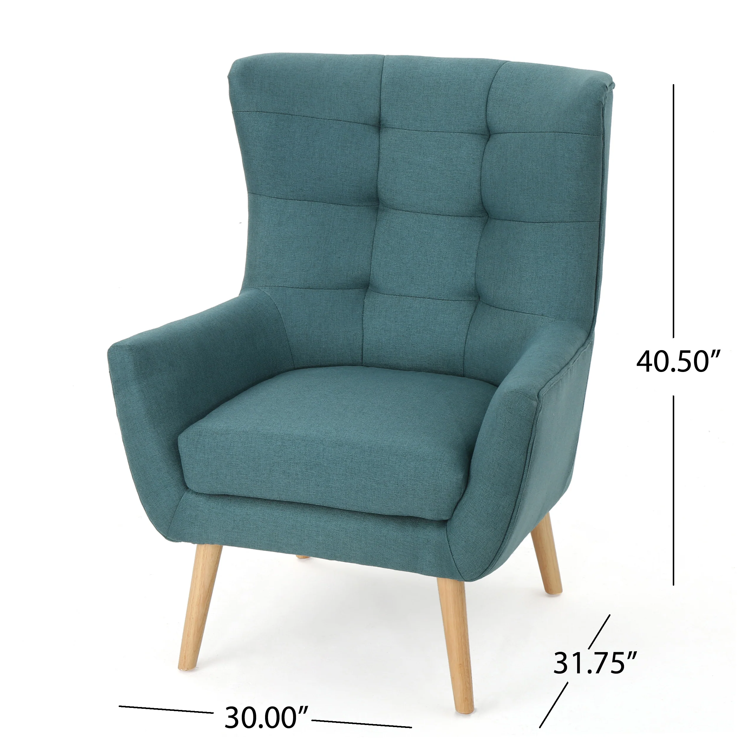Temescal Mid Century Modern Dark Teal Fabric Accent Chair - furnishings
