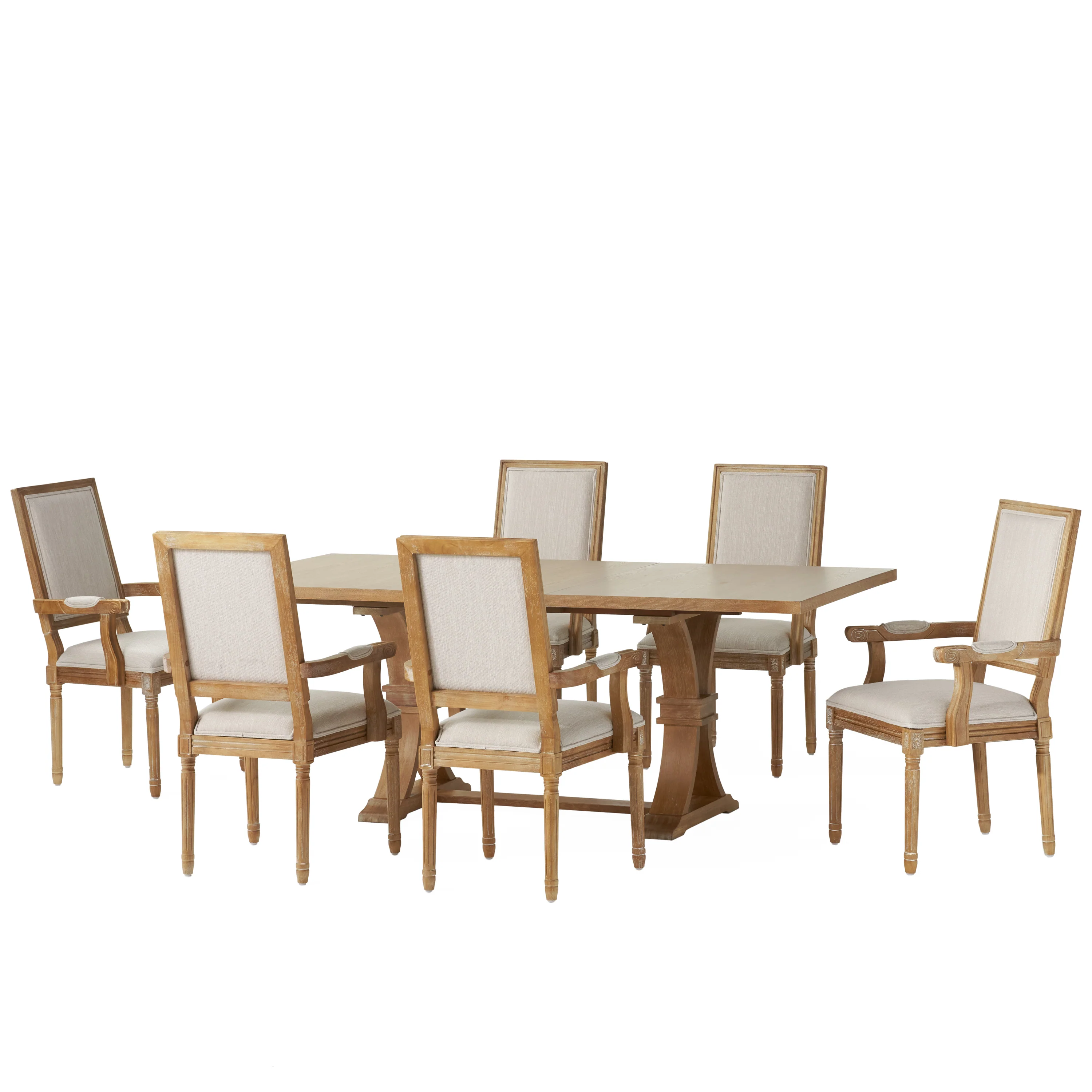 Ashlyn French Country Wood 7-Piece Expandable Dining Set - furnishings