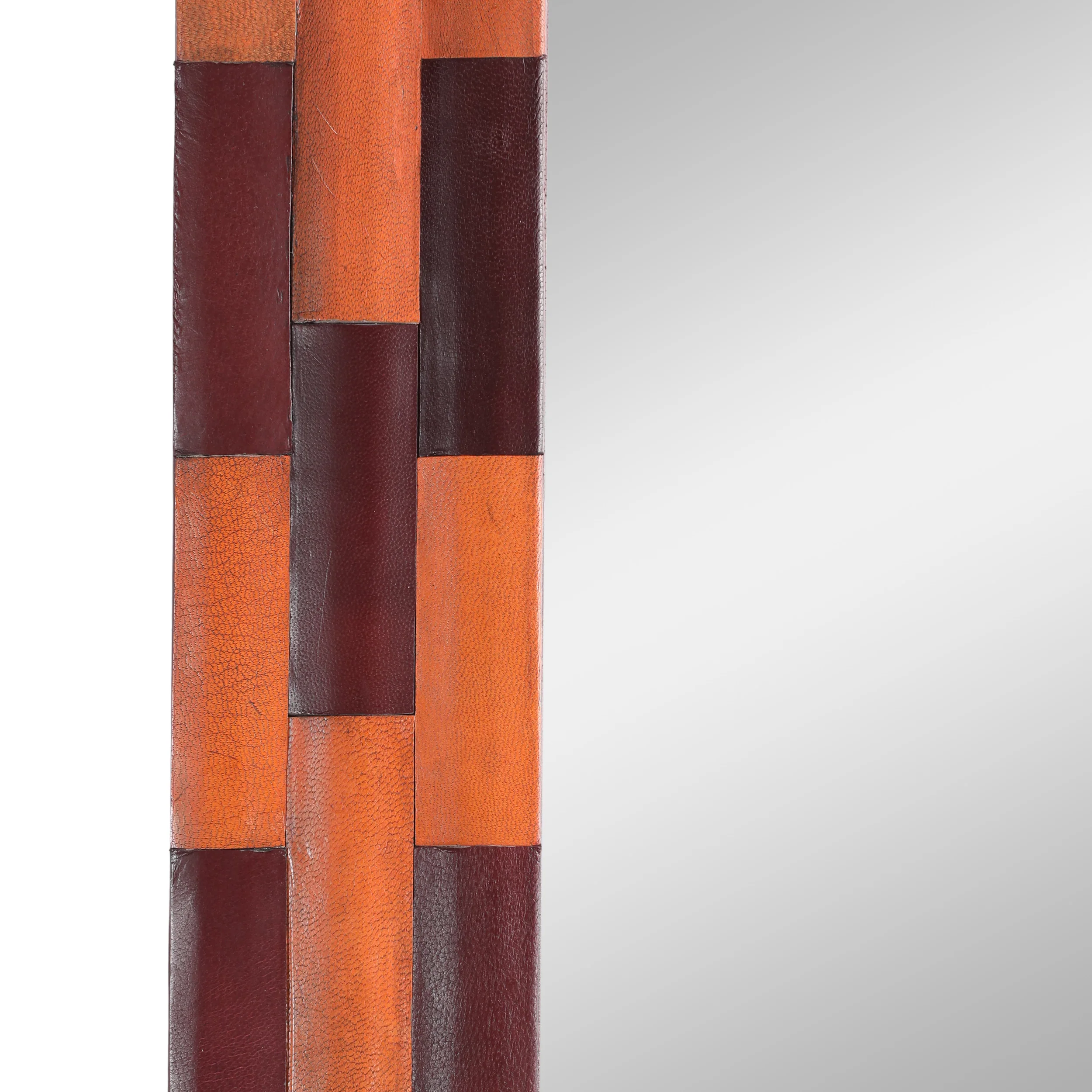 Connesena Handcrafted Boho Leather Square Wall Mirror - furnishings