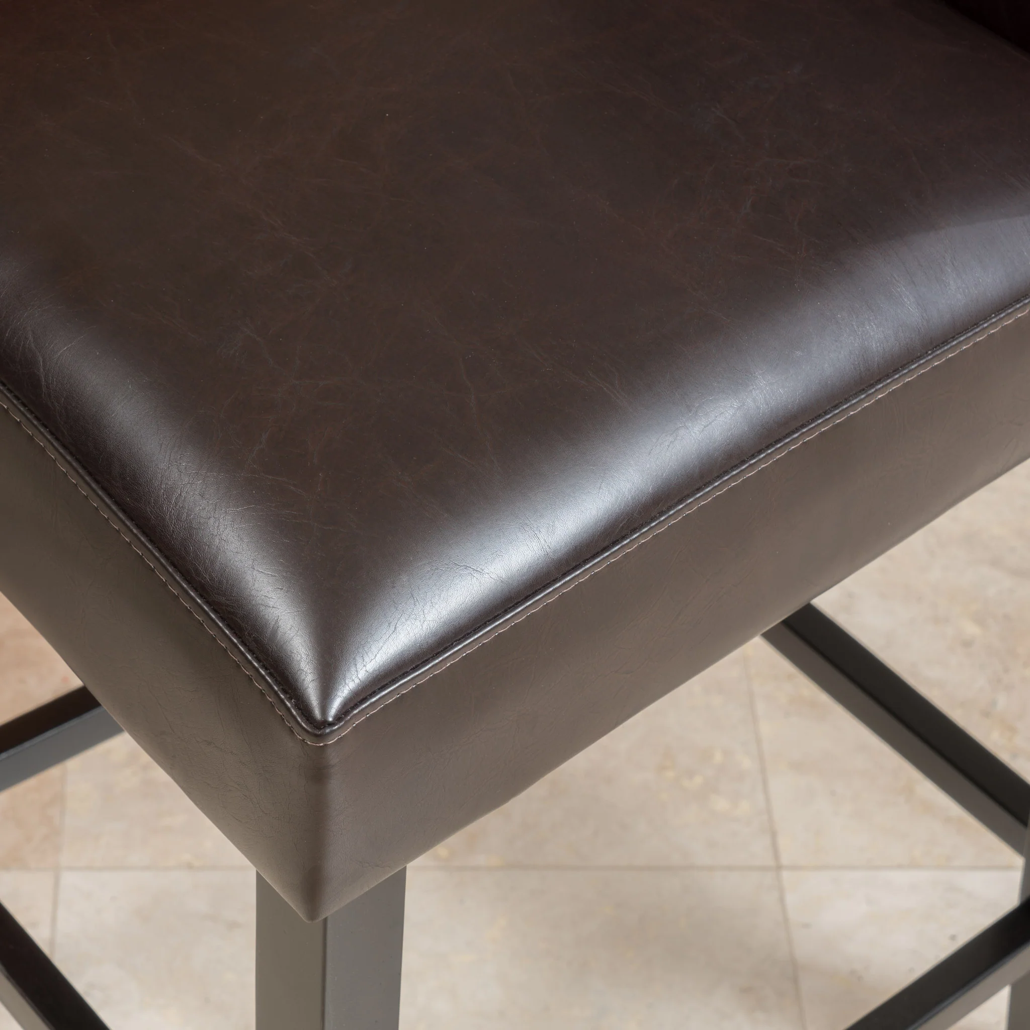 Maksman 27-Inch Brown Leather Counter Stools (Set of 2) - furnishings