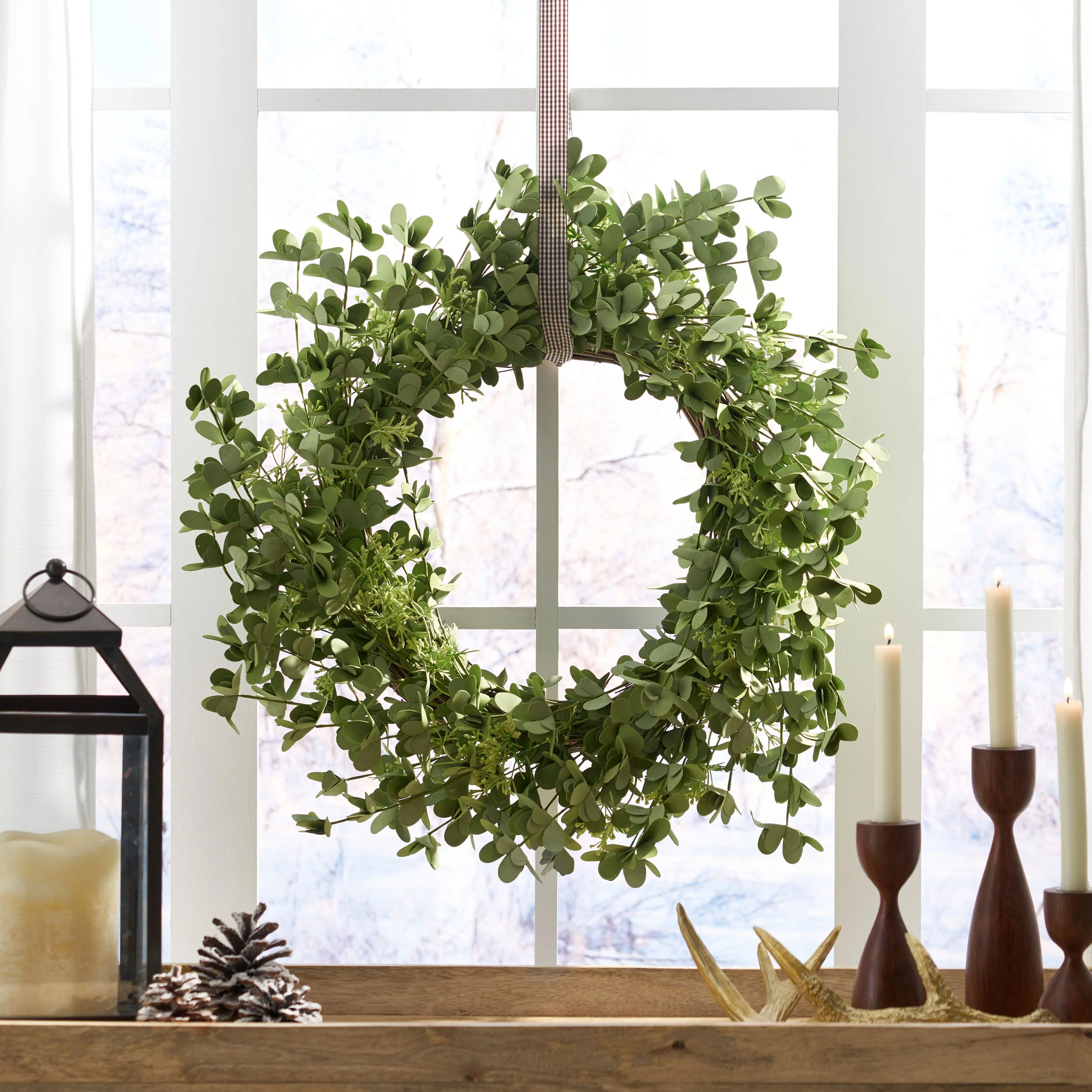 27 Inch Artificial Creeping Woodsorrel Wreath - furnishings