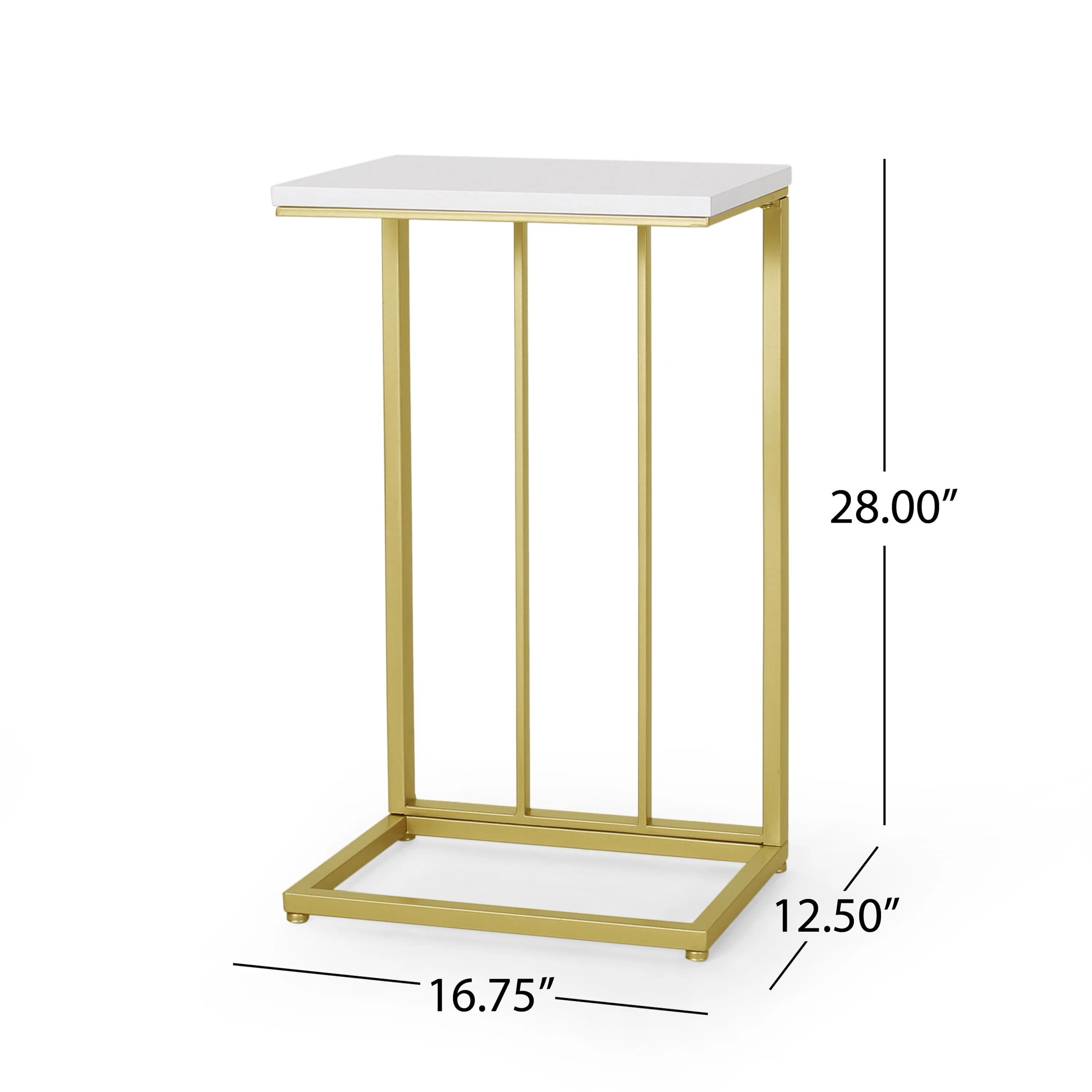 Baywinds Modern Glam C Side Table, Set of 2, White and Champagne Gold - furnishings