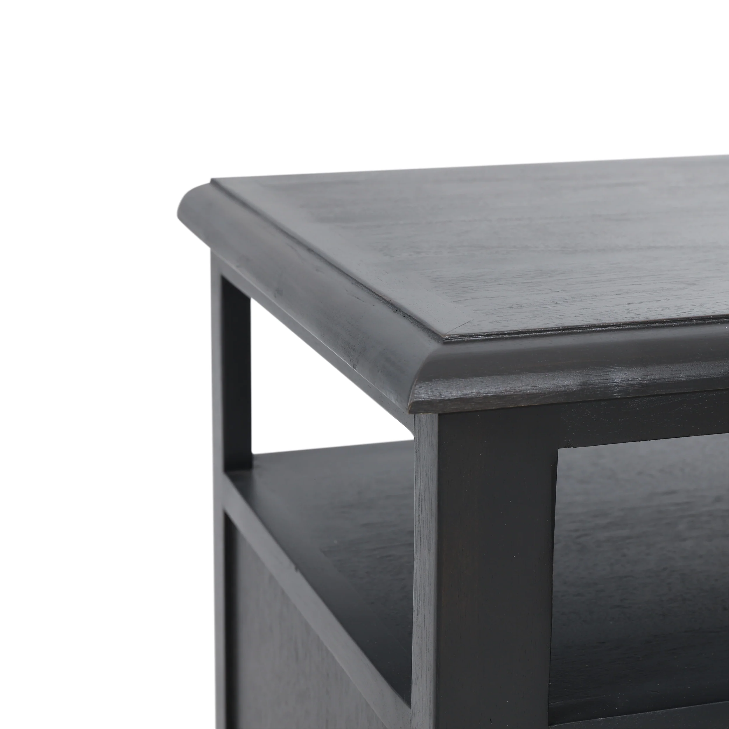 Lempster Rustic Acacia Wood and Cane Nightstand, Dark Gray - furnishings