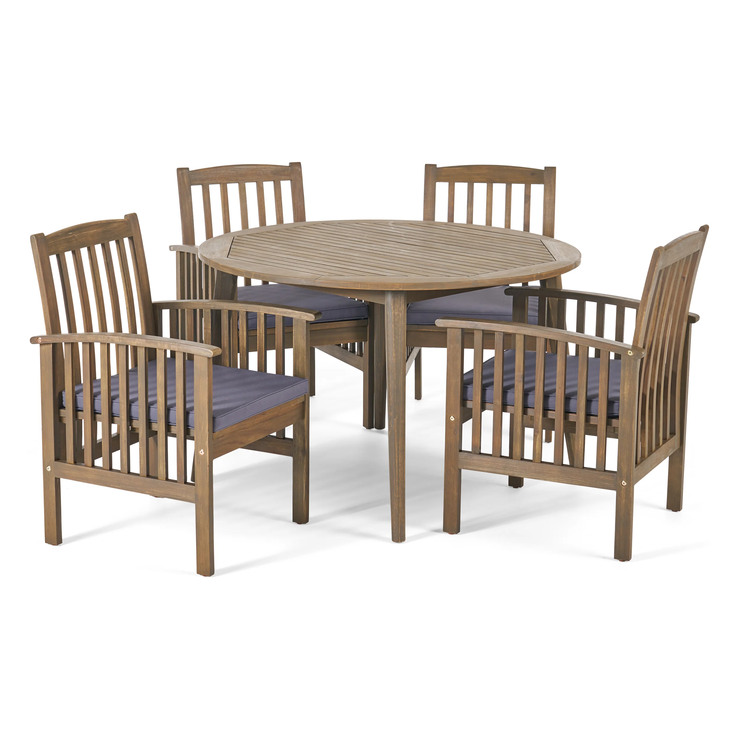 Phoenix Outdoor Acacia 4-Seater Dining Set with Cushions and 47