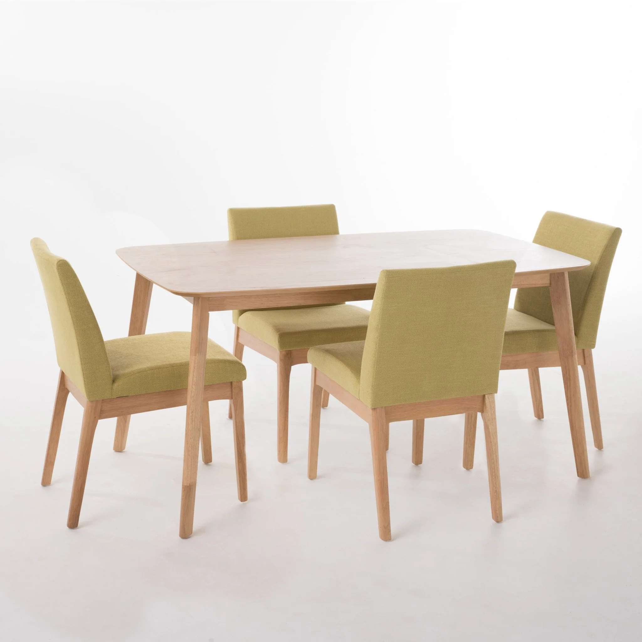 Katherine Mid Century Fabric & Wood Finish 5 Piece Dining Set - furnishings