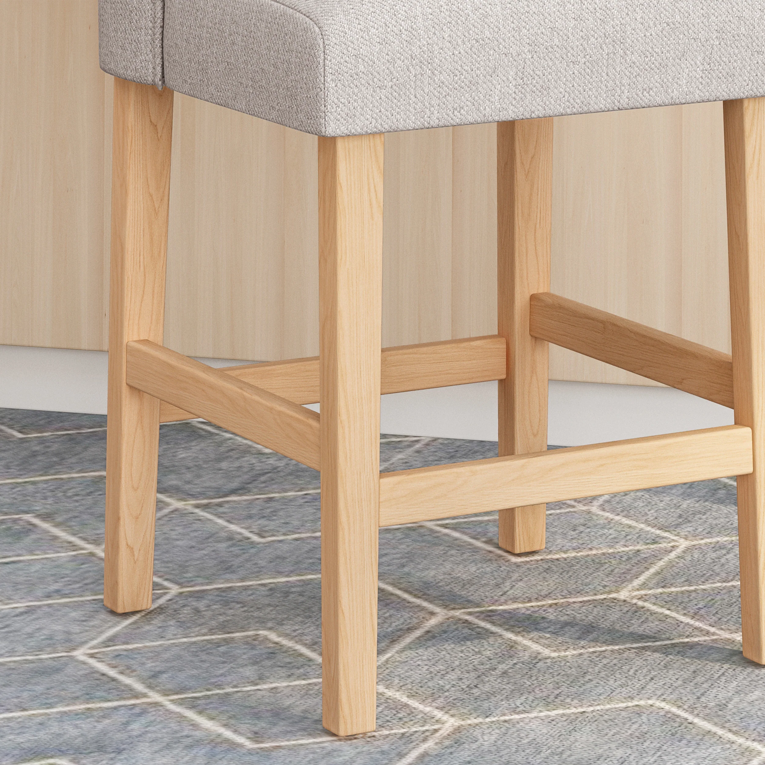 Willamina Button Tufted Fabric Wingback Counterstool (Set of 2) - furnishings