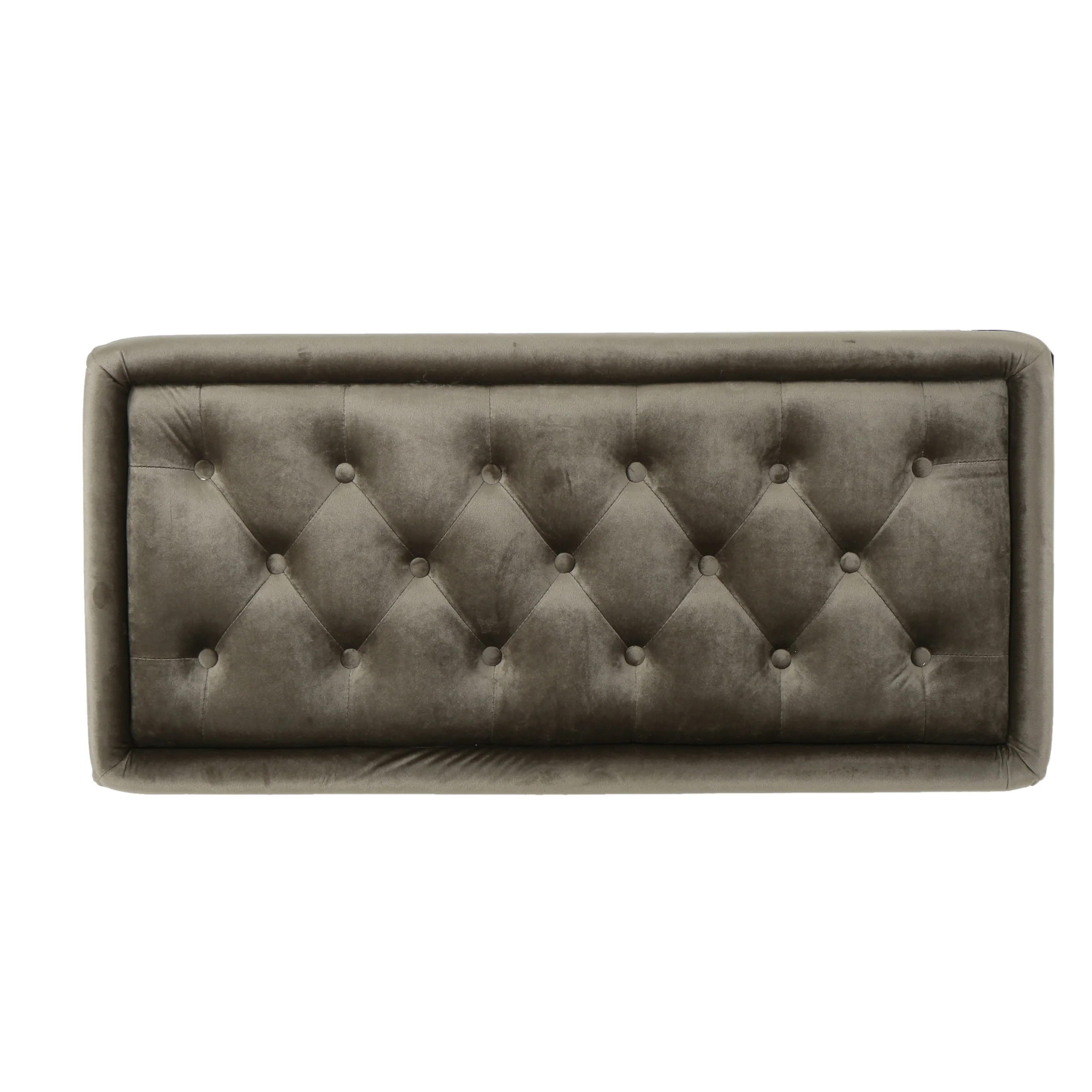 Constance Button Tufted Fabric Rectangle Storage Ottoman Bench w/ Turned Legs - furnishings