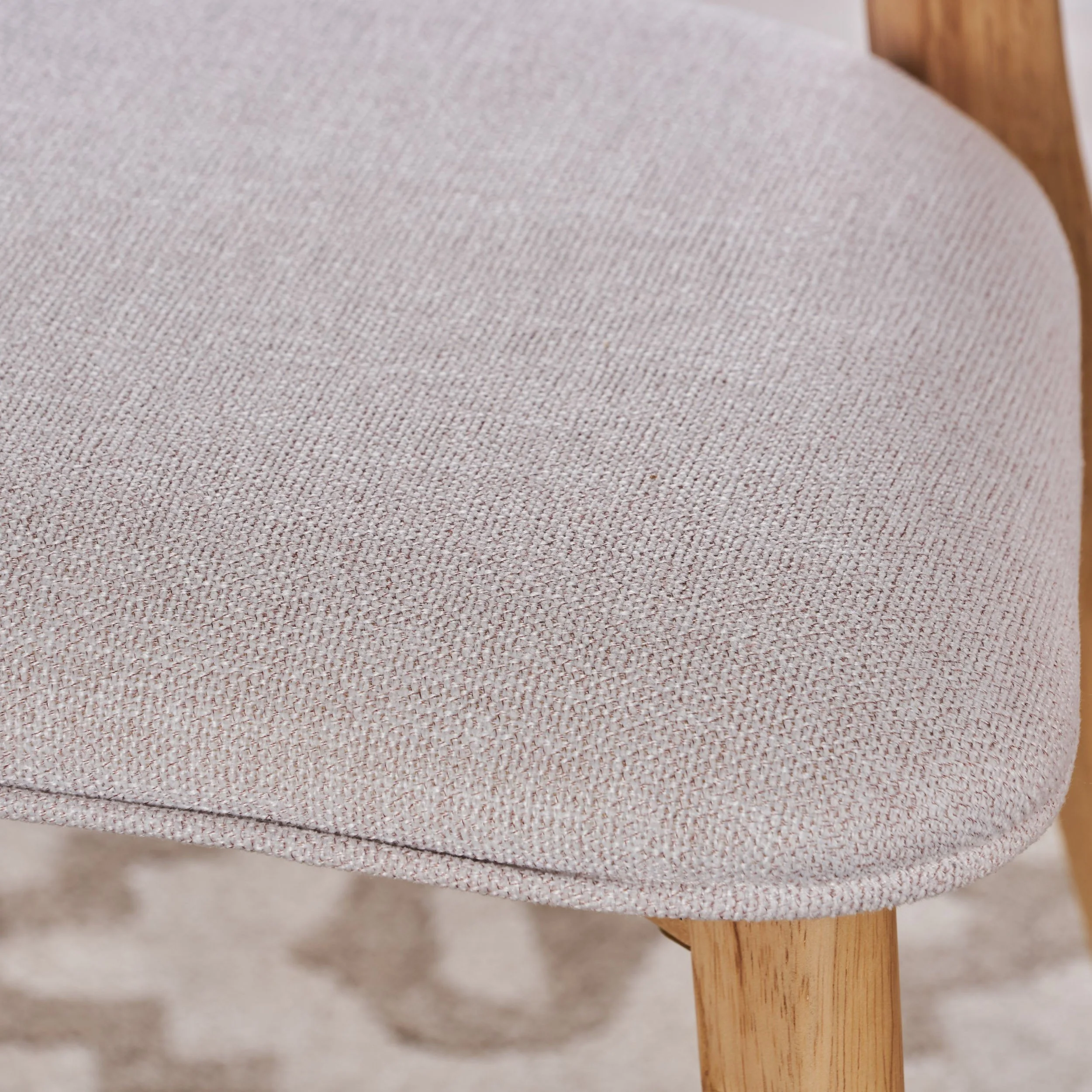 Turat Mid Century Fabric Dining Chairs with Natural Oak Finish(Set of 2) - furnishings