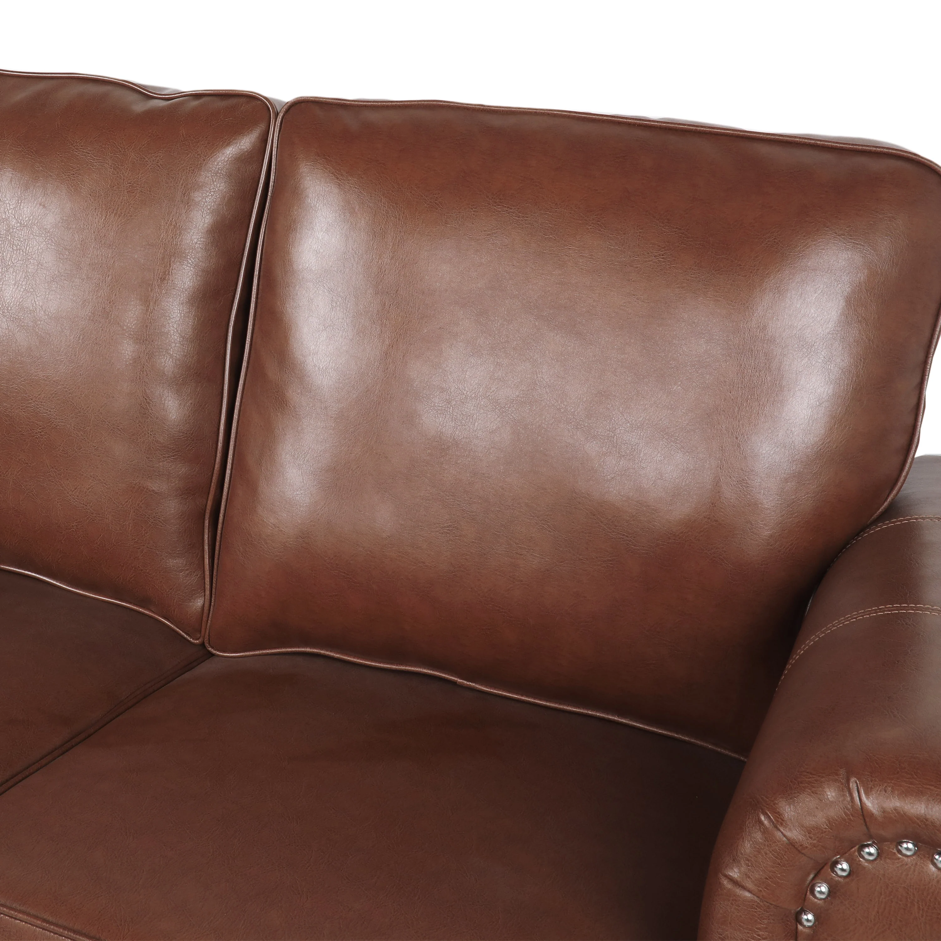 Pochelon Contemporary Faux Leather Loveseat with Nailhead Trim - furnishings