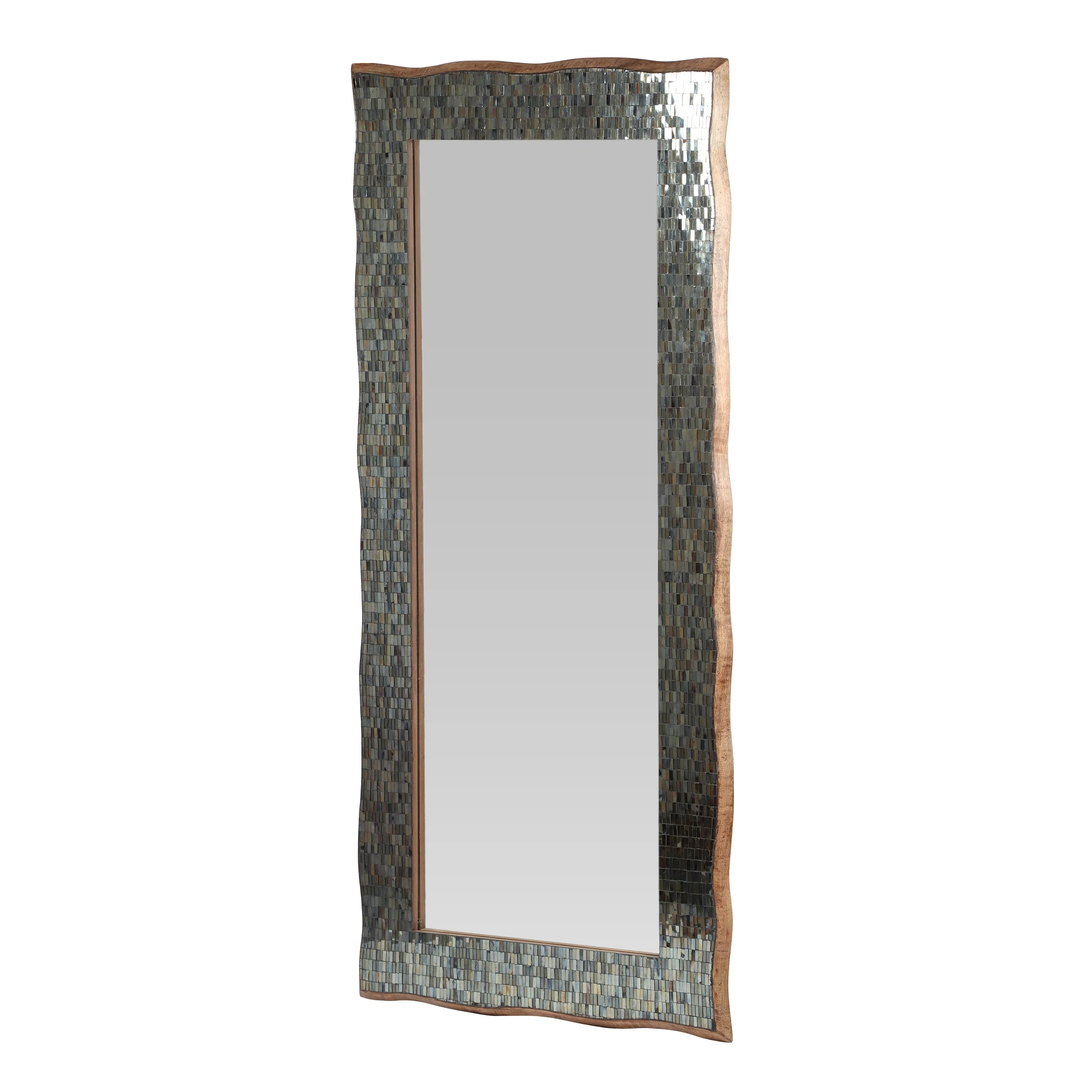 Farmdale Boho Handcrafted Rectangular Mosaic Wall Mirror, Golden Brown - furnishings