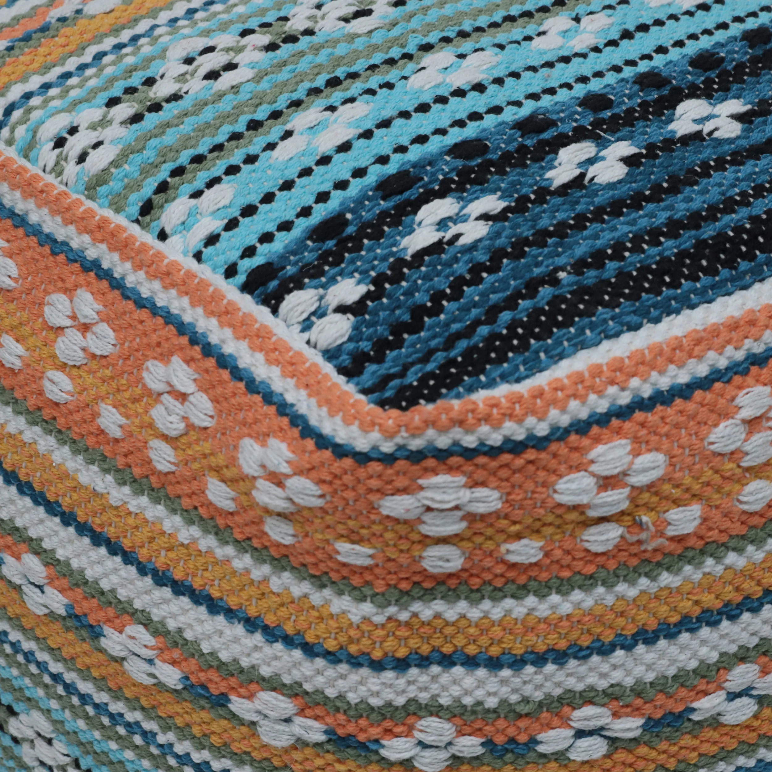 Hilliard Boho Handcrafted Peruvian Print Cube Pouf - furnishings