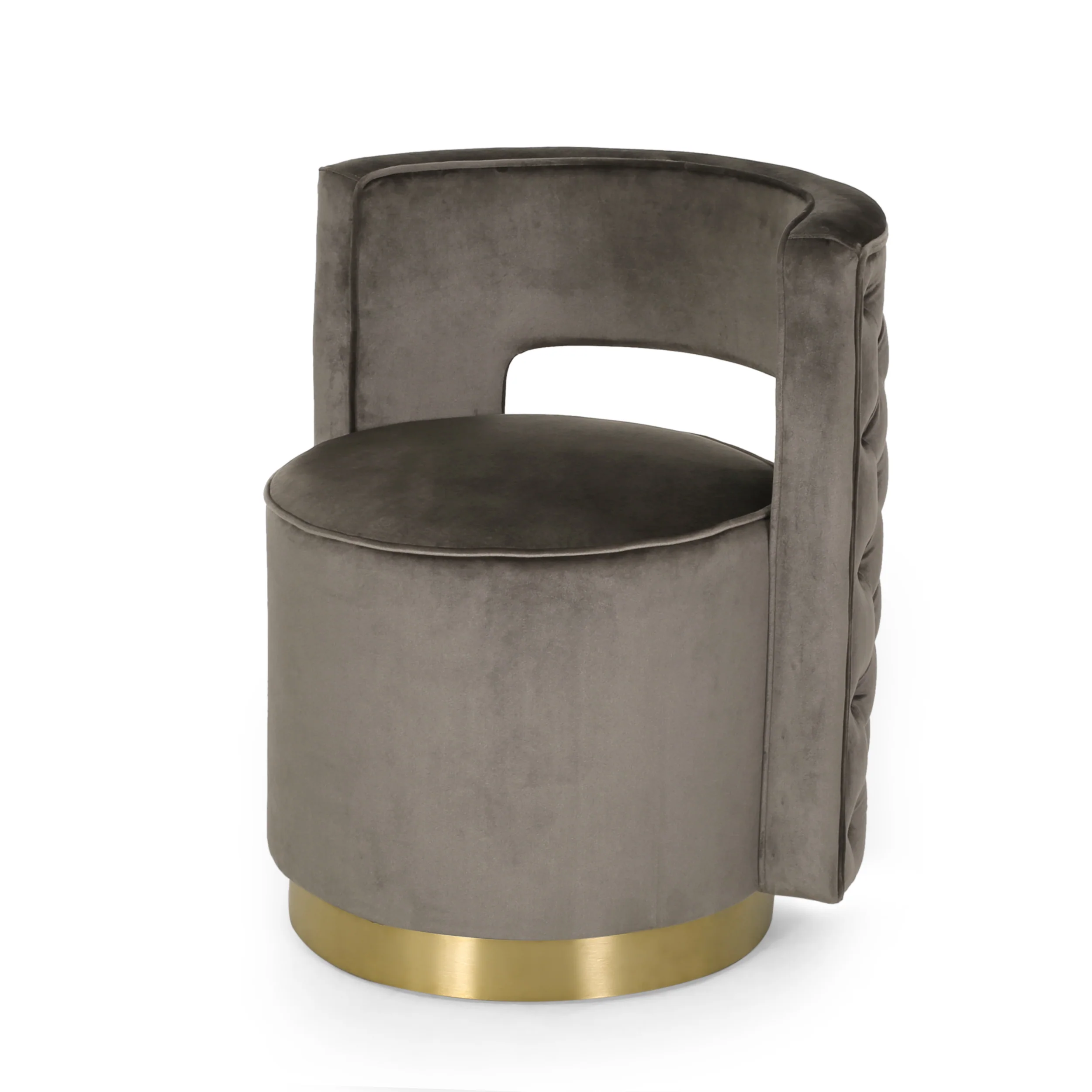 Freas Modern Glam Round Open Back Velvet Swivel Club Chair - furnishings