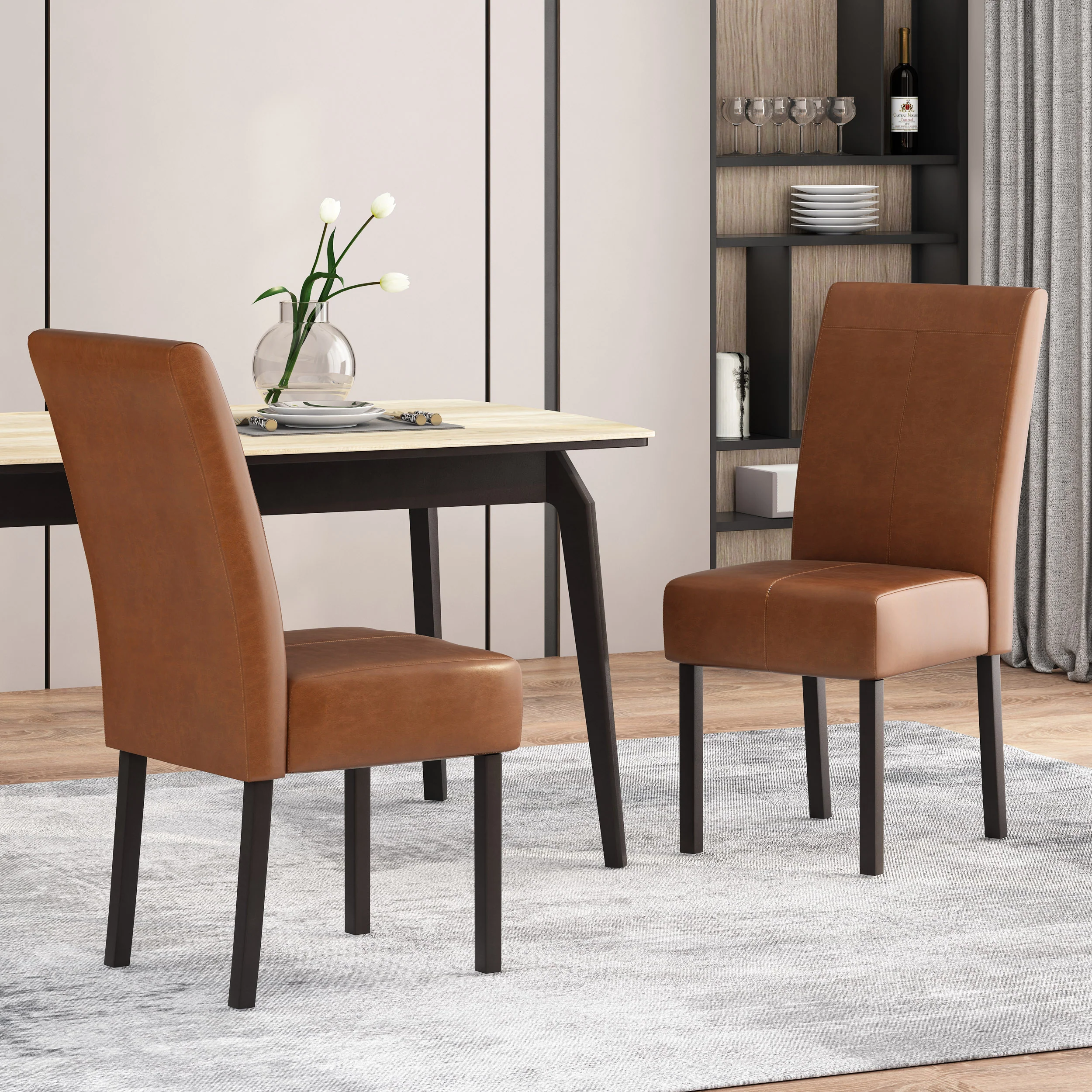Percival Contemporary Upholstered T-Stitch Dining Chairs, Set of 2 - furnishings