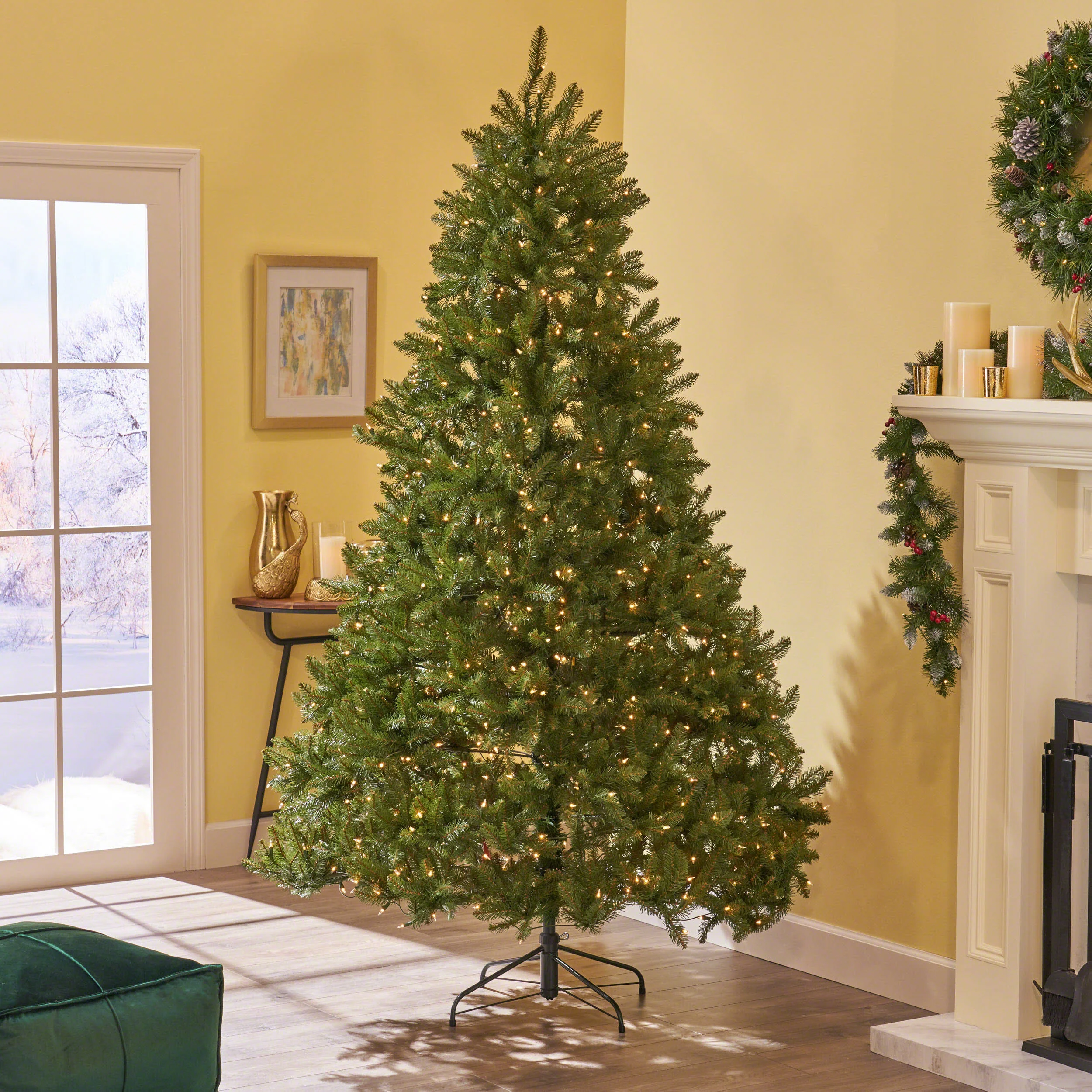 9-foot Fraser Fir Hinged Artificial Christmas Tree - furnishings