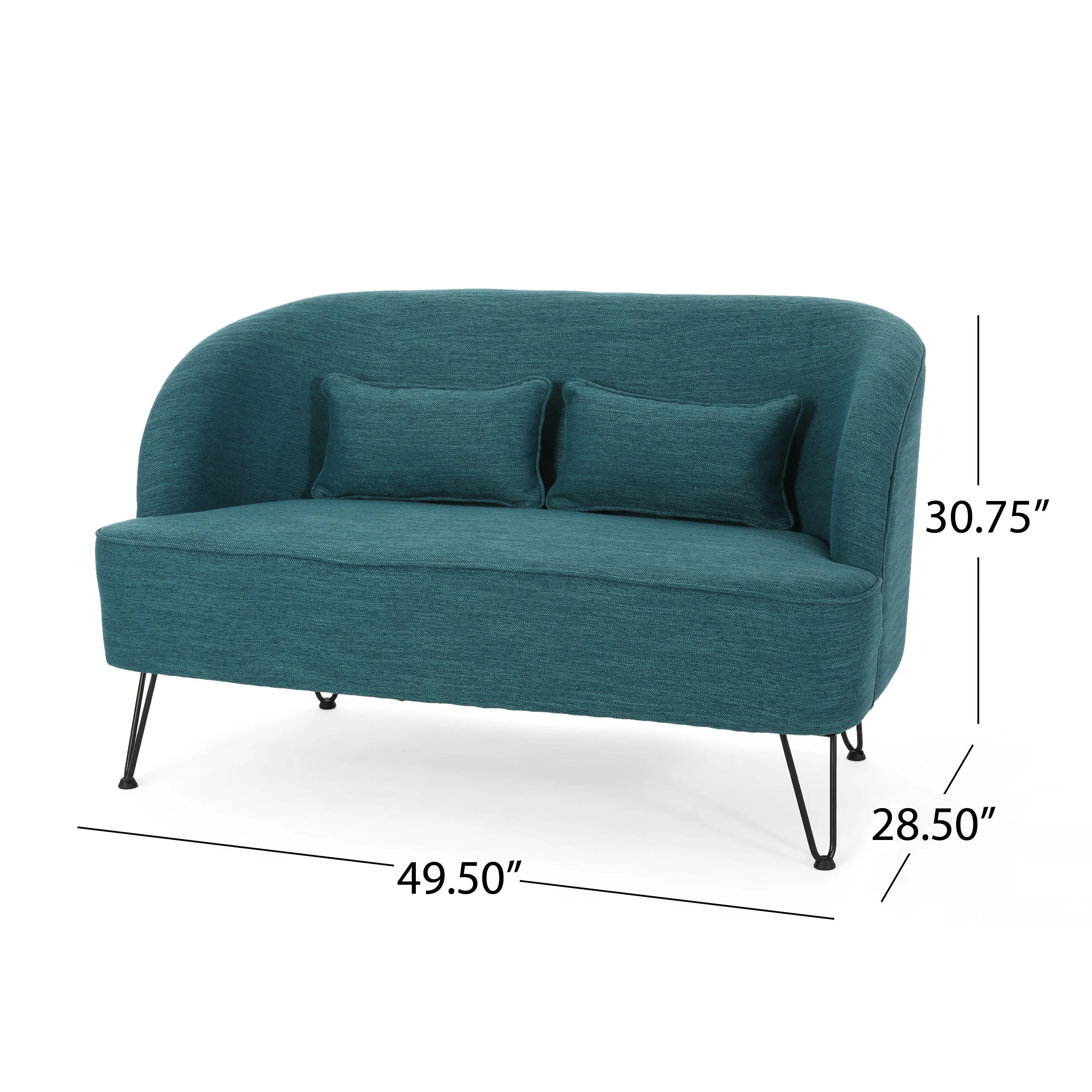 Jordan Modern Fabric Settee with Hairpin Legs - furnishings
